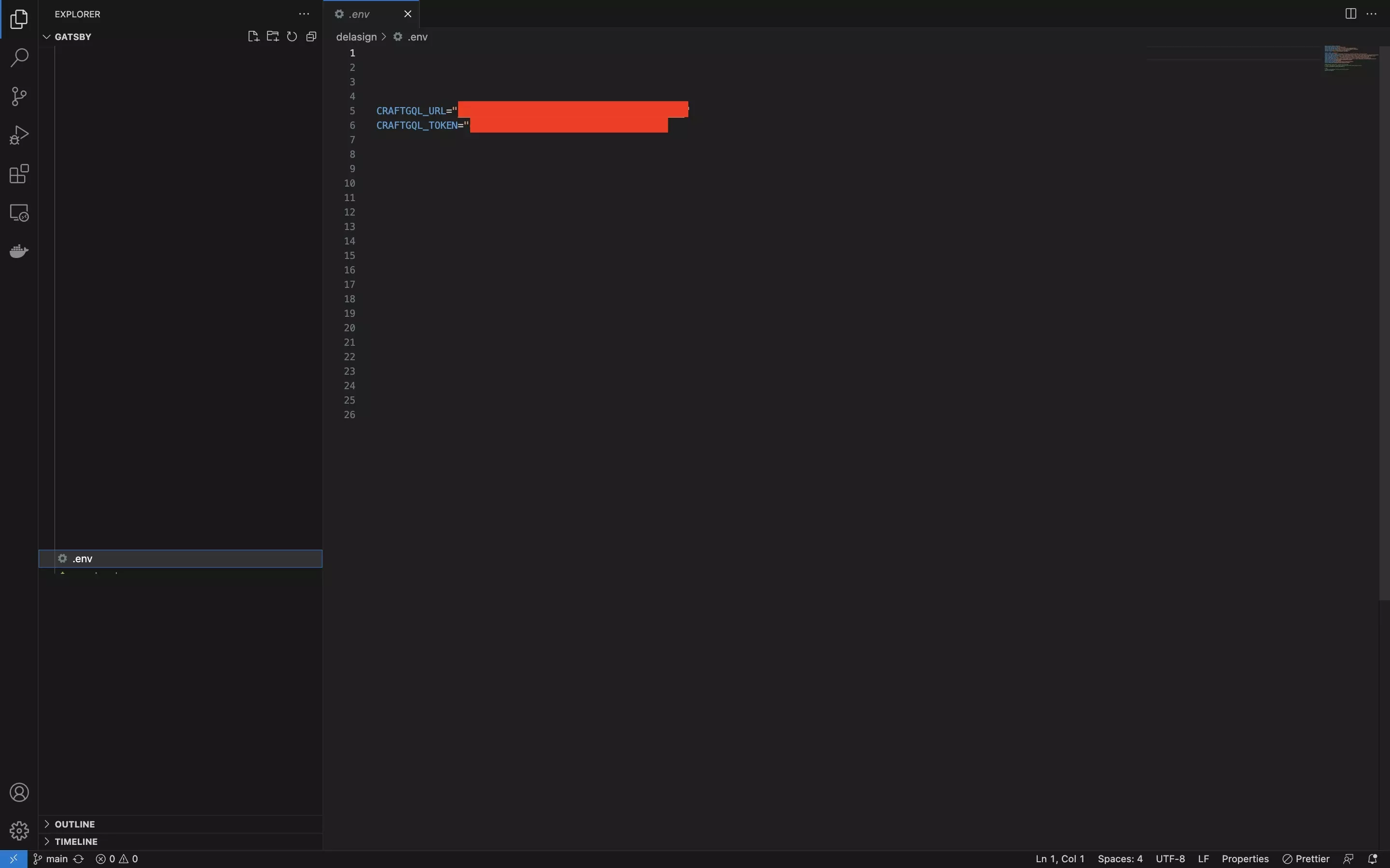 A screenshot of VSCode highlighting the environment variables that you have to add to the .env file. Details listed below.