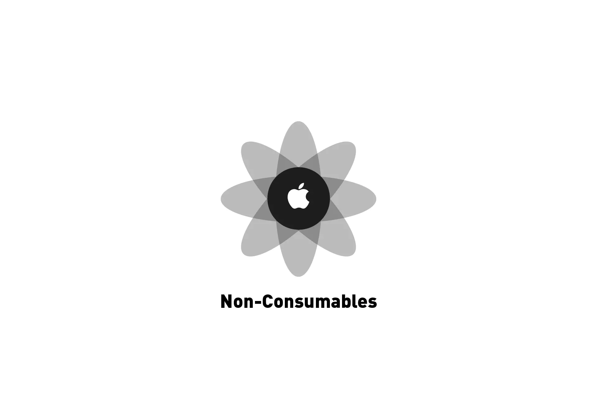 A flower that represents Apple with the text "Non-Consumables" beneath it.