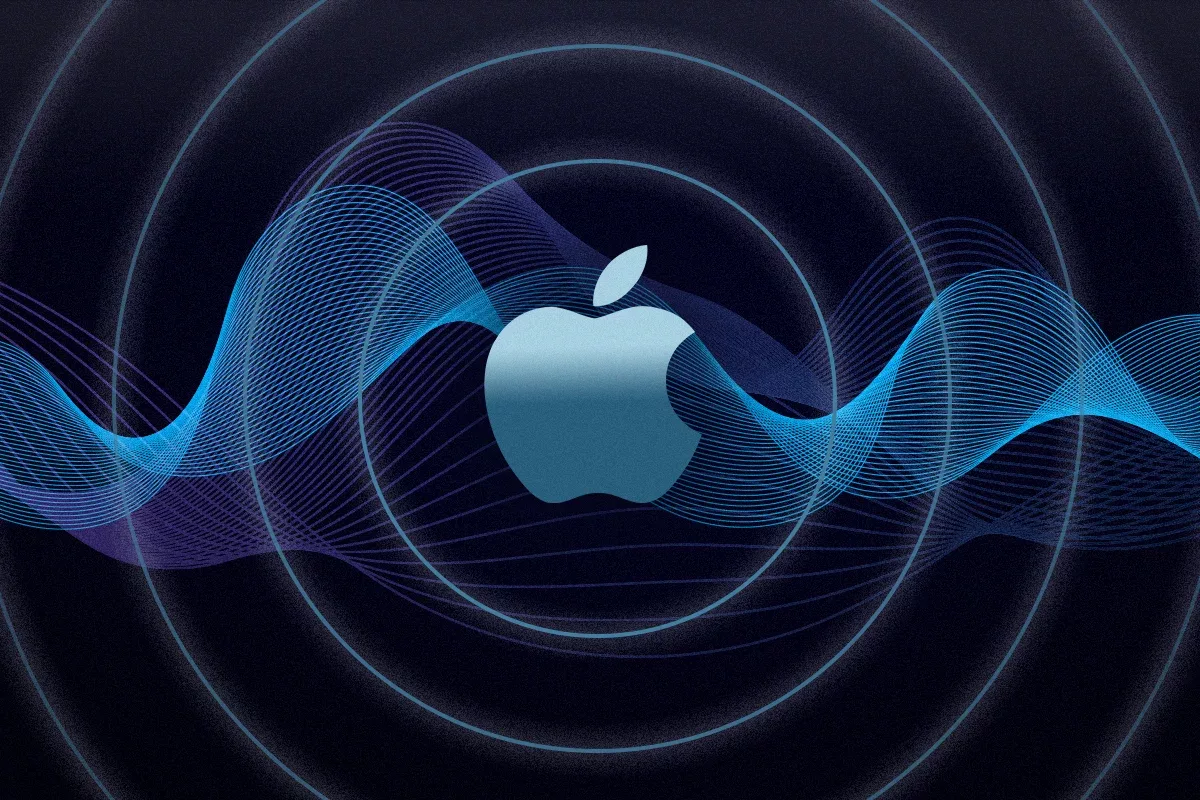A visual of the Apple Logo with waves