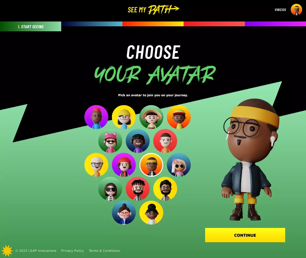 The See My Path Choose an Avatar page.