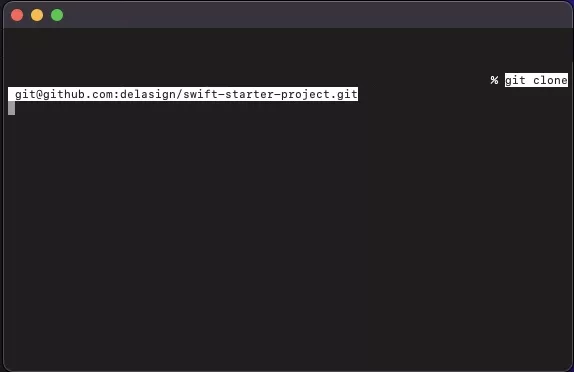 A screenshot of terminal showing you how to clone the project.