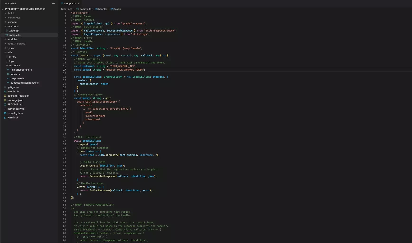 A screenshot of VSCode with the complete code. It has been provided at the end of this how to step with directions.