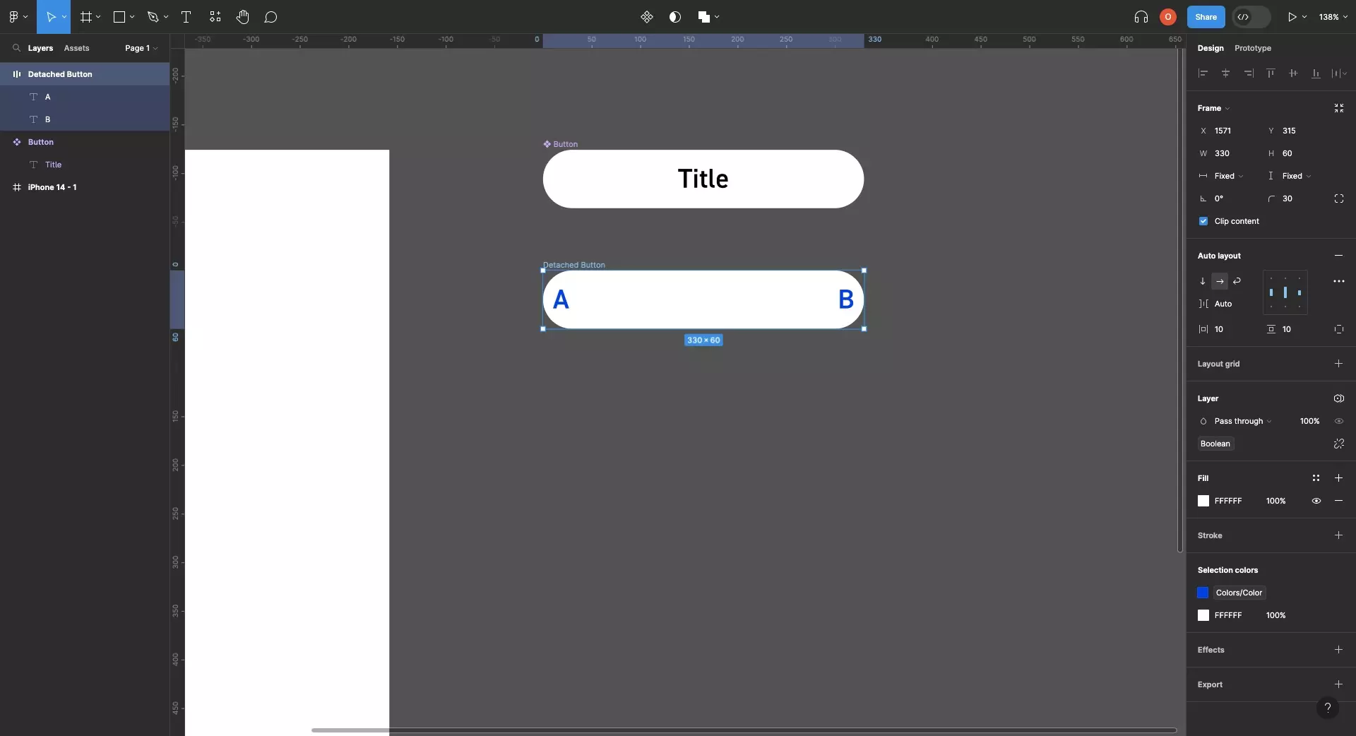 <p>A screenshot of Figma showing that the frame now uses space-between.</p>