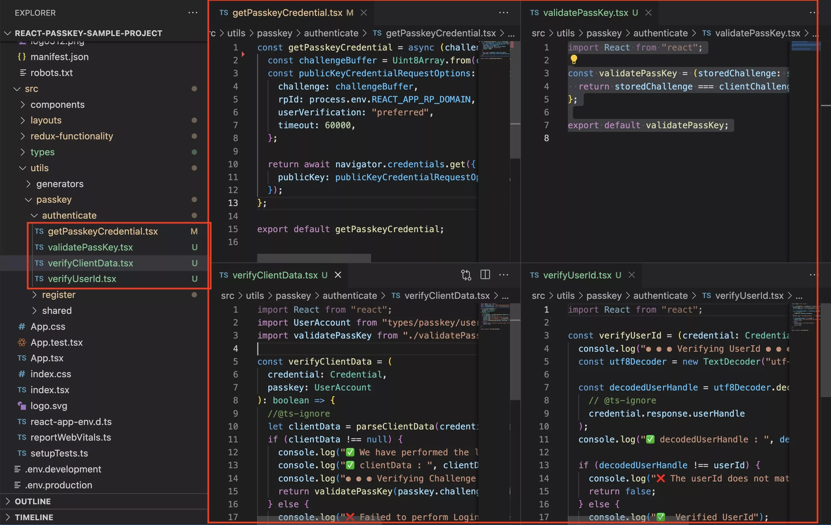 A screenshot showing you how to create your authentication utilities for your PassKey.