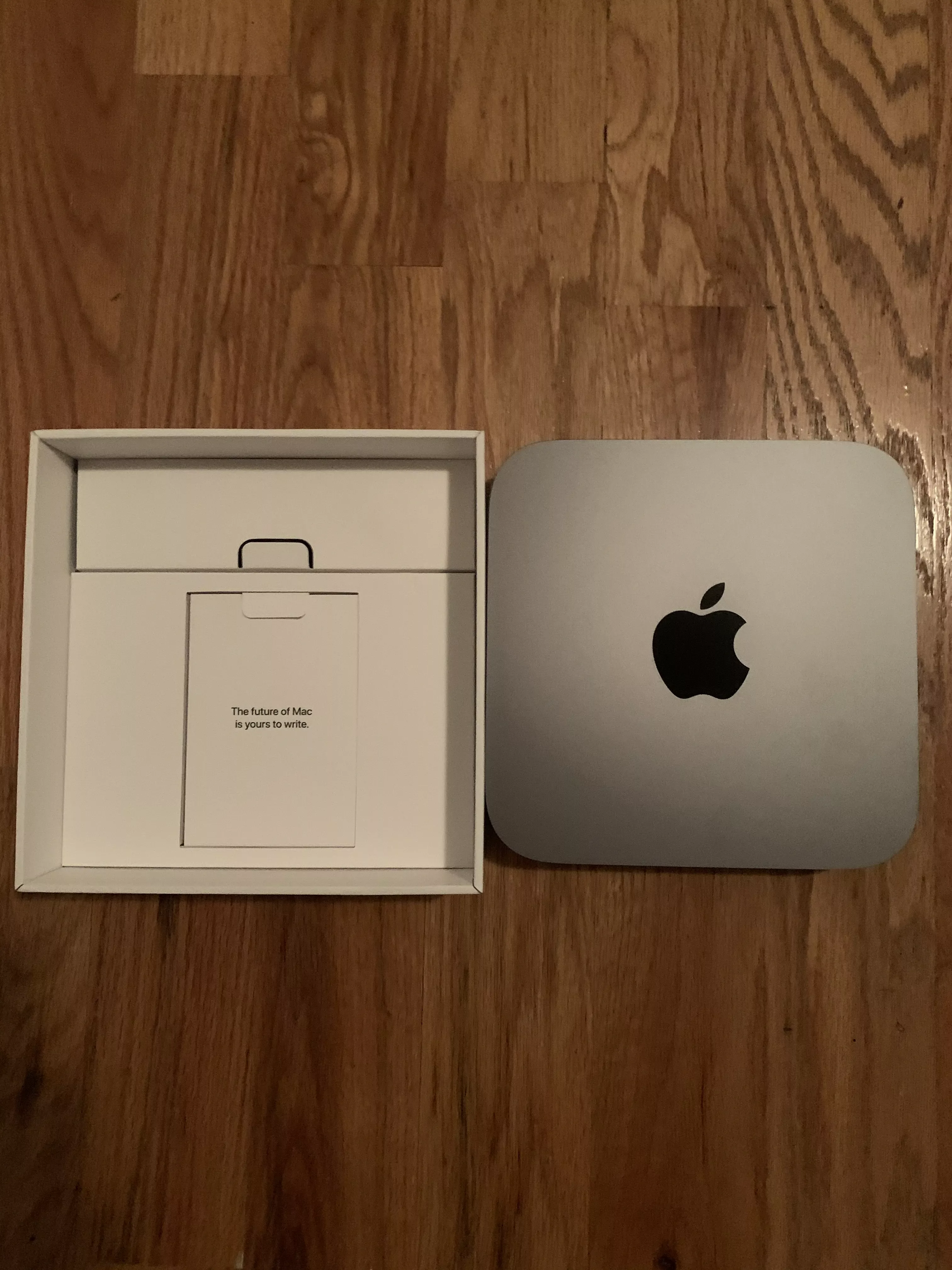 A photo of the Apple Silicon computer Developer Transition Kit that was sent to Oscar, inviting him to Write the Future of Mac.