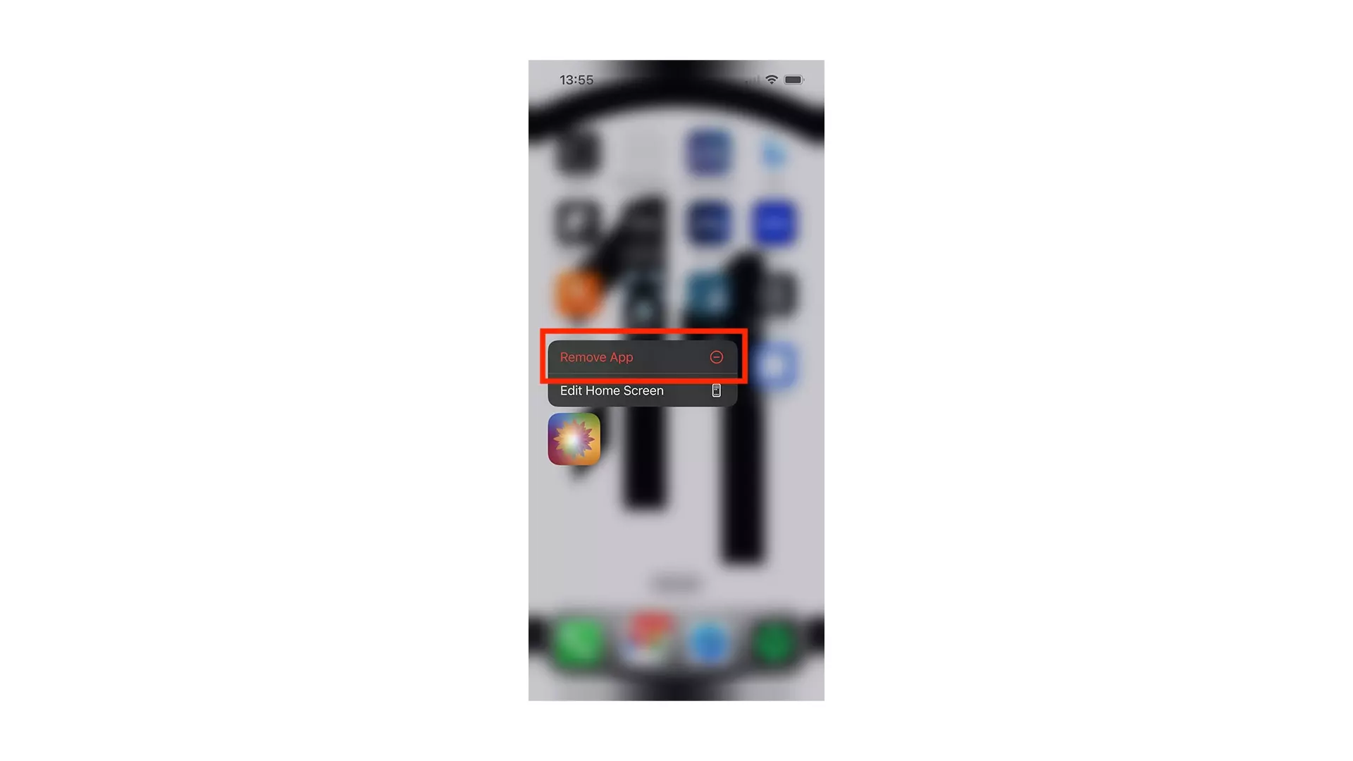 A screenshot of an iPhone showing how to delete an app.