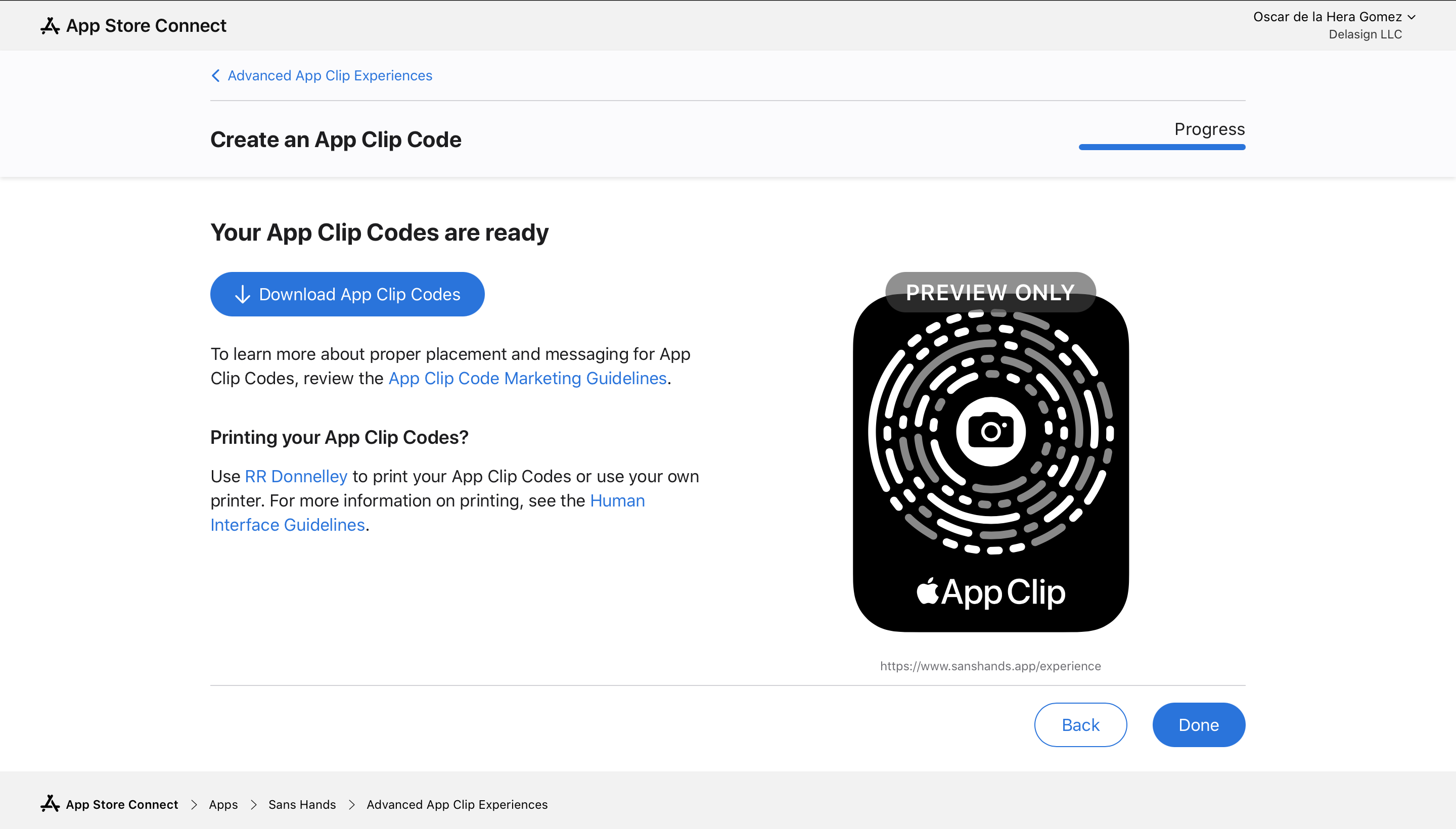 Final Step in Creating an App Clip Sticker.