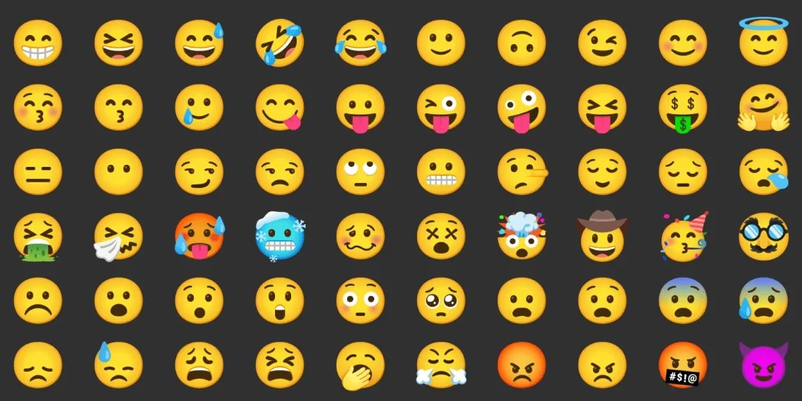 A range of emojis.