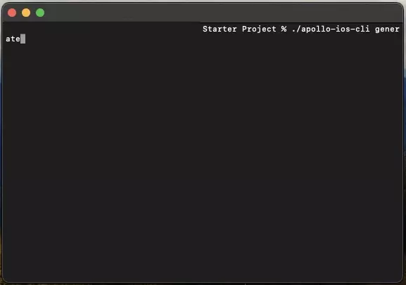 <p>A screenshot of Terminal showing you the line that you have to run to generate the GraphQL API package.</p>