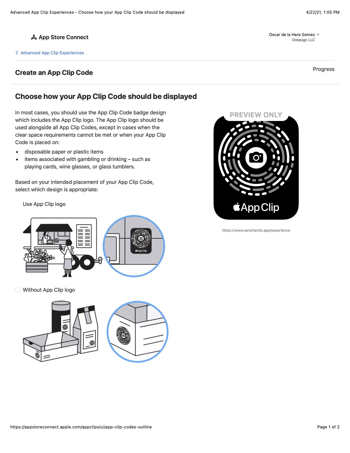 Step Five in Creating an App Clip Sticker.