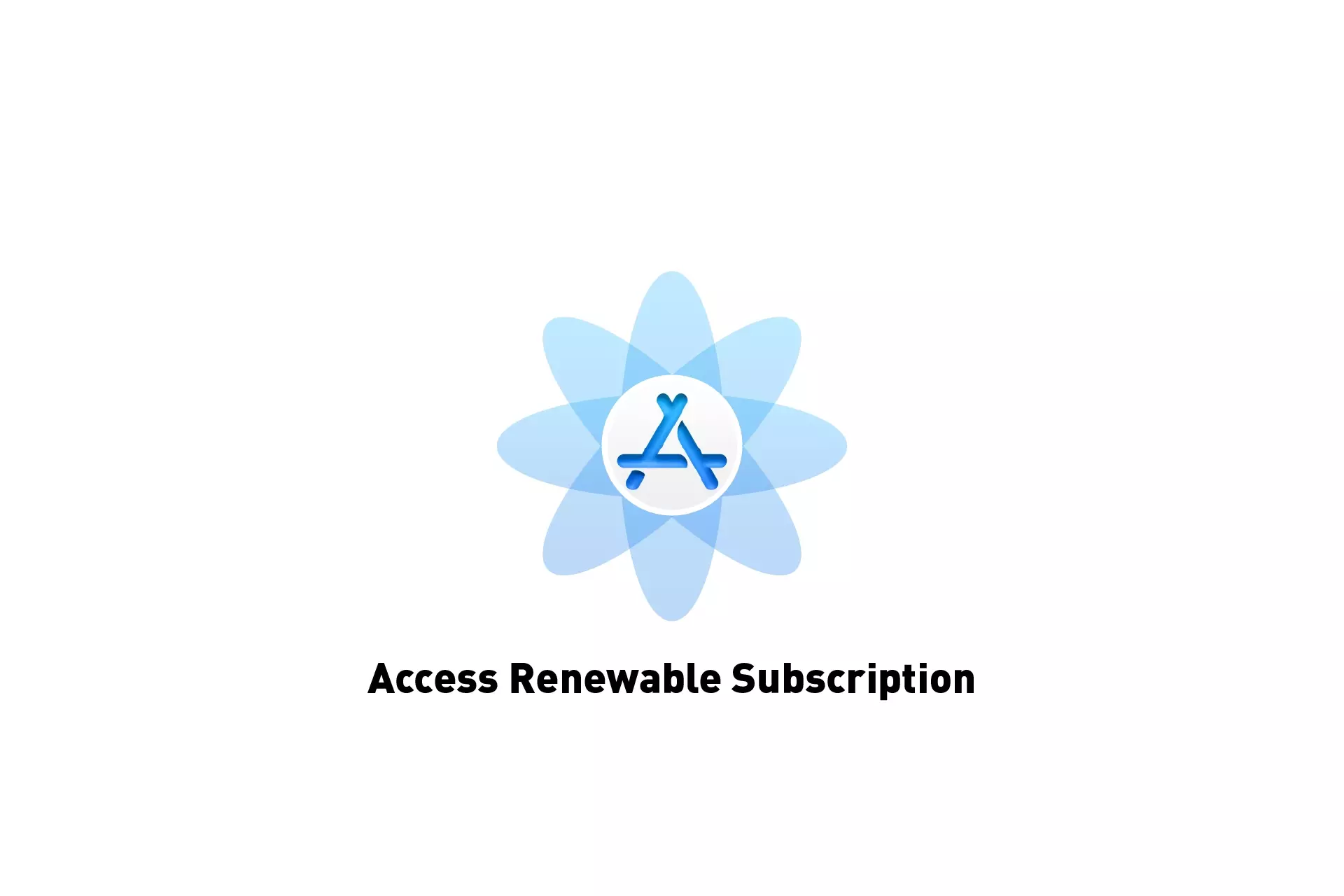 A flower that represents App Store Connect with the text "Access Renewable Subscription" beneath it.