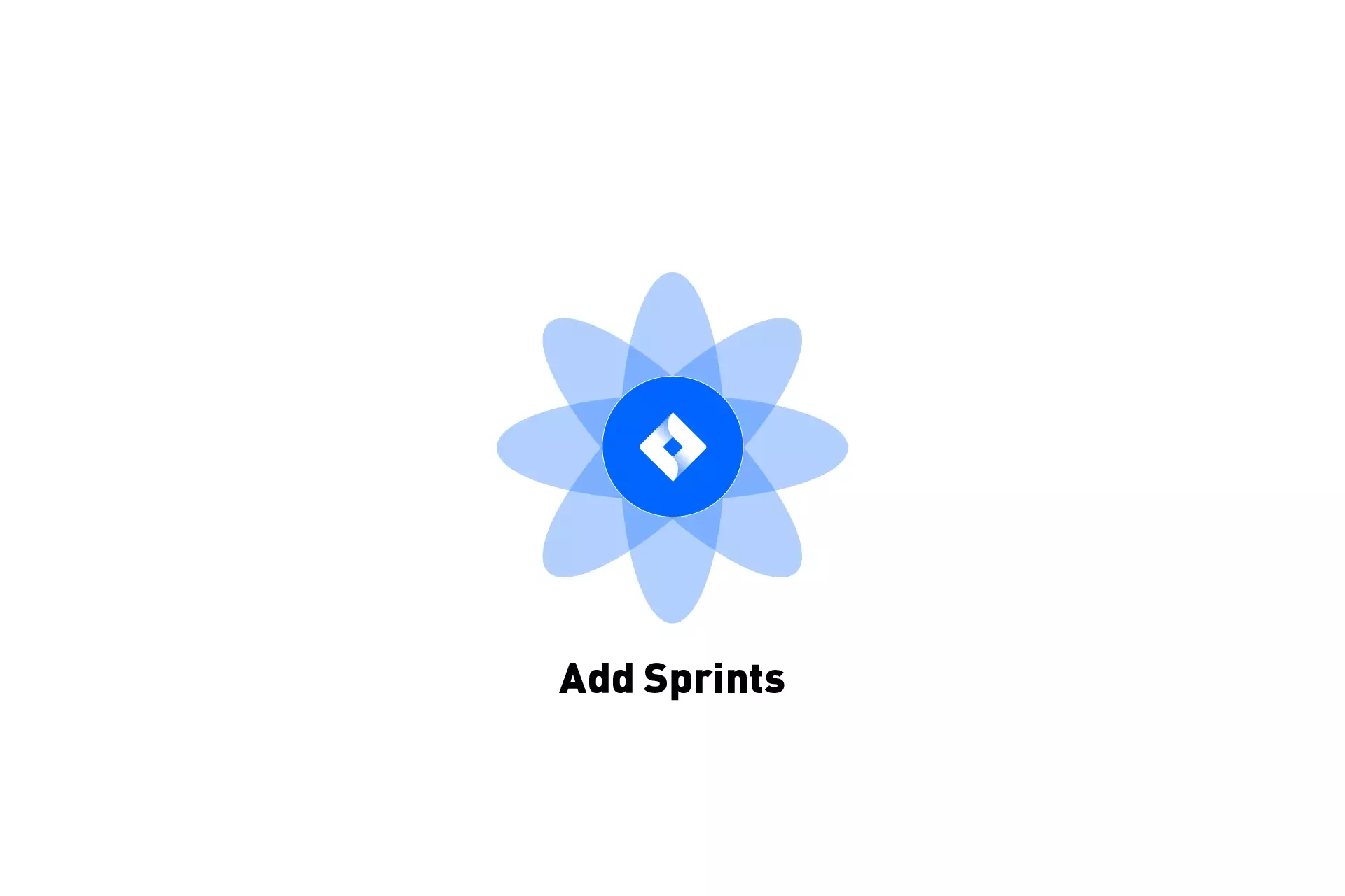 A flower that represents JIRA with the text "Add Sprints" beneath it.