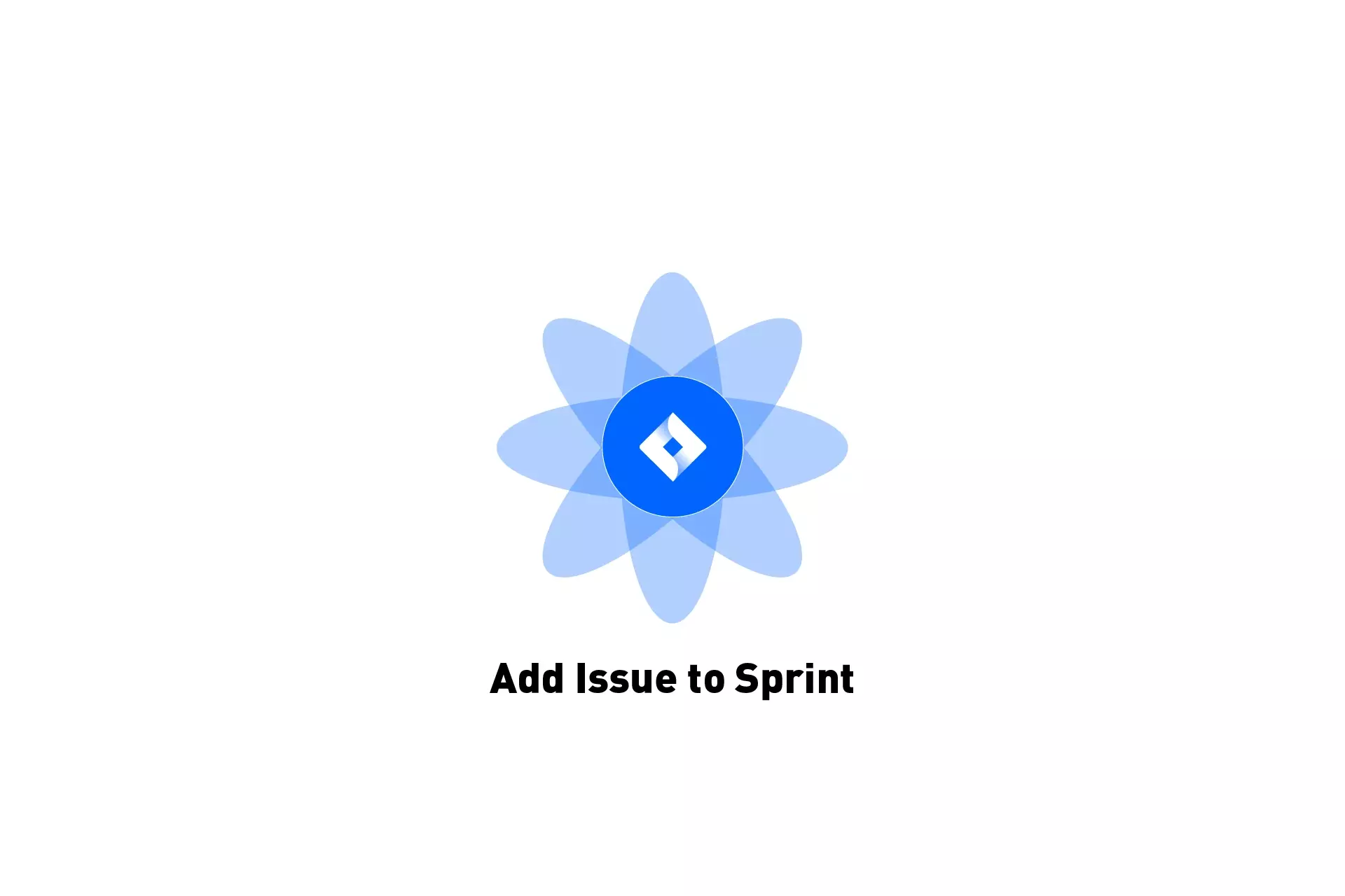 A flower that represents JIRA with the text "Add Issues to Sprint" beneath it.