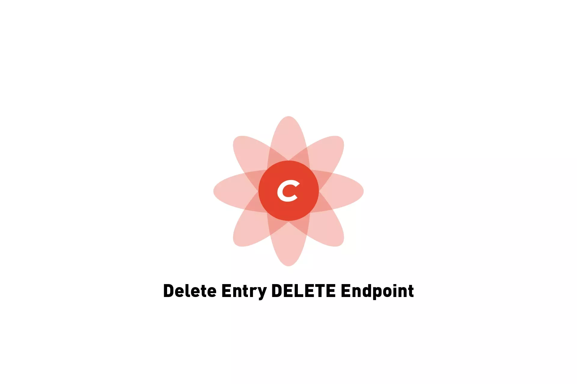 A flower that represents Craft CMS, beneath it sits the text "Delete Entry DELETE endpoint."