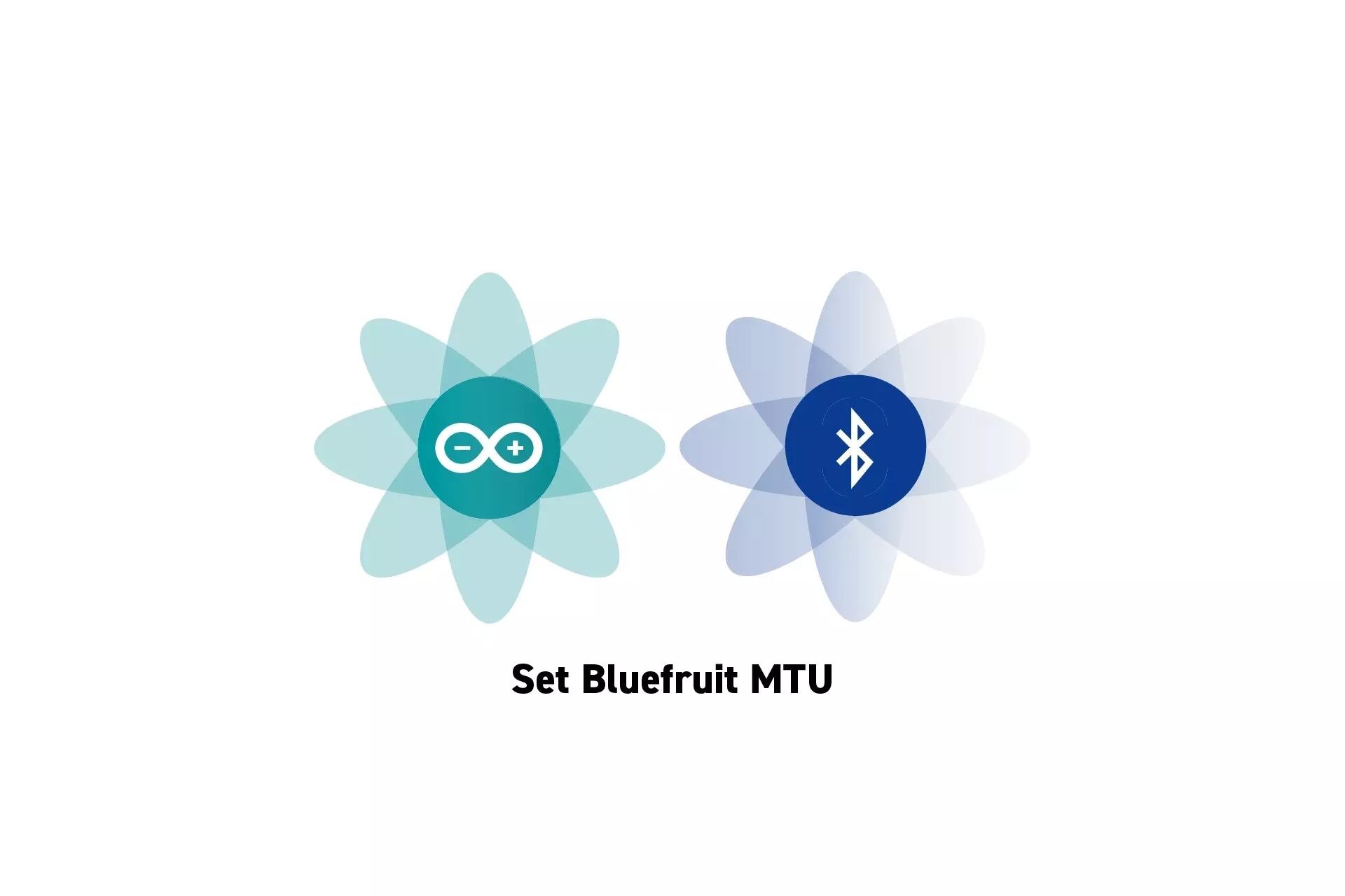 Two flowers that represent Arduino and Bluetooth side by side with the text "Set Bluefruit MTU" beneath them.