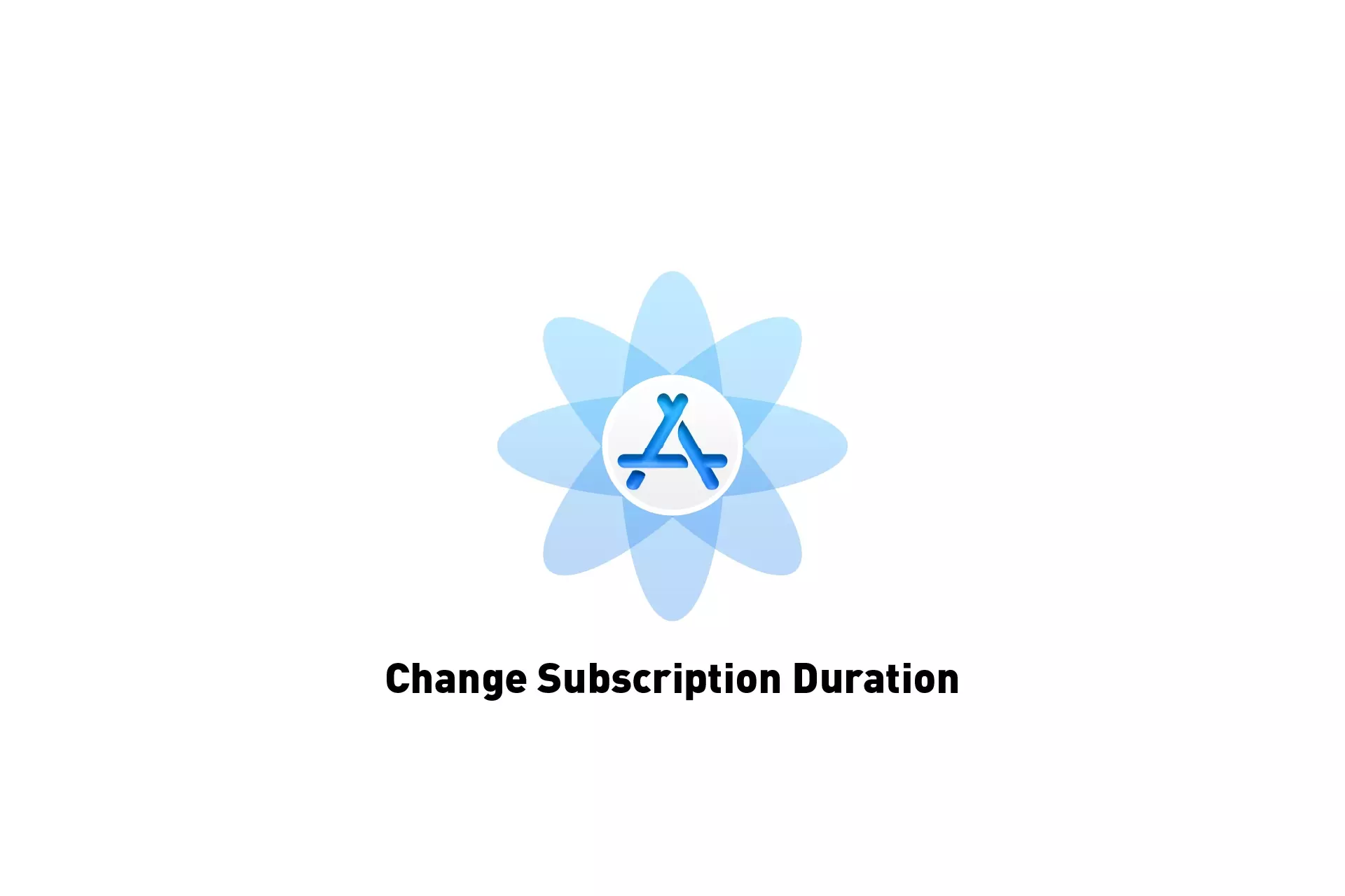A flower that represents App Store Connect with the text "Change Subscription Duration" beneath it.