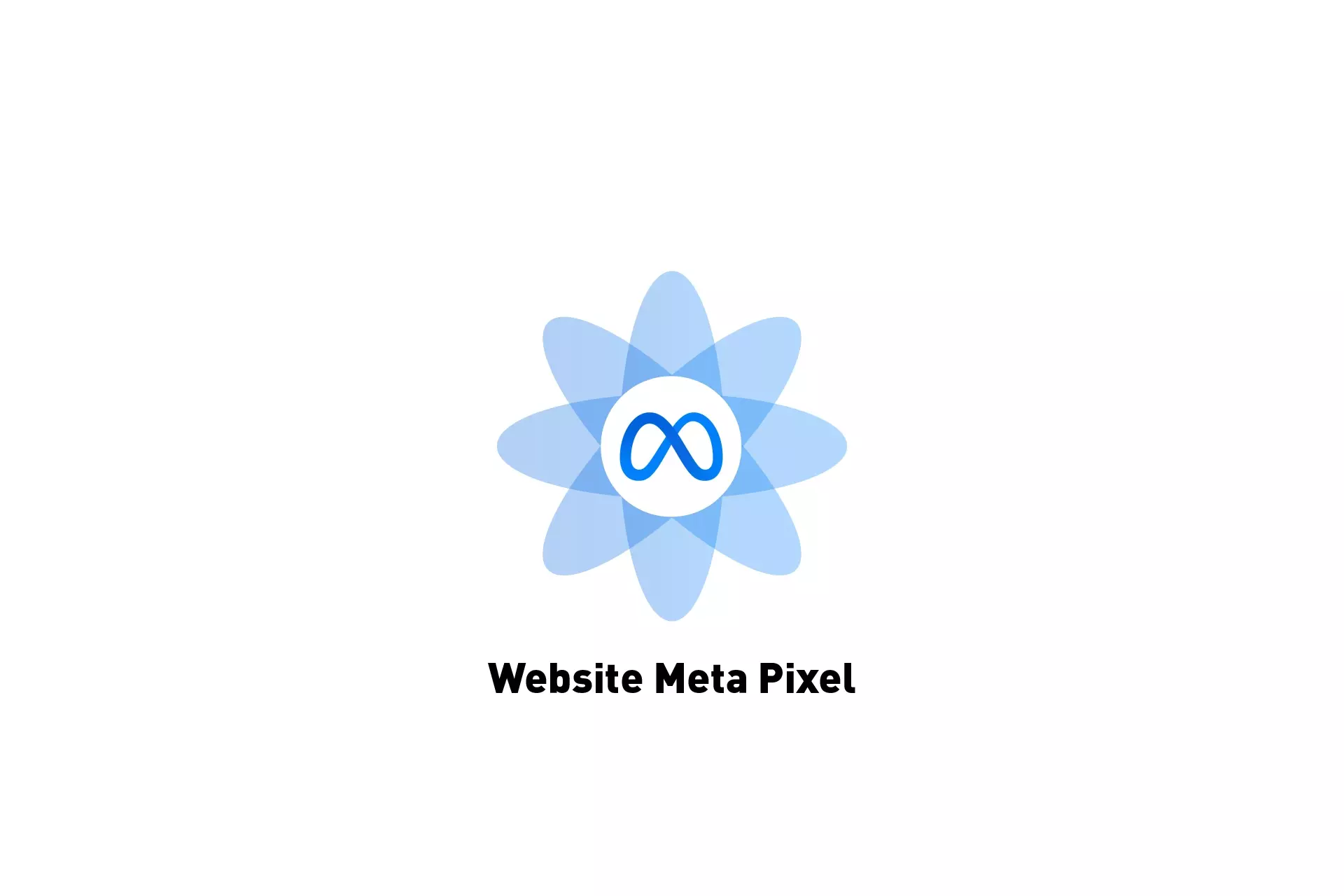 A flower that represents Meta with the text "Website Meta Pixel" beneath it.