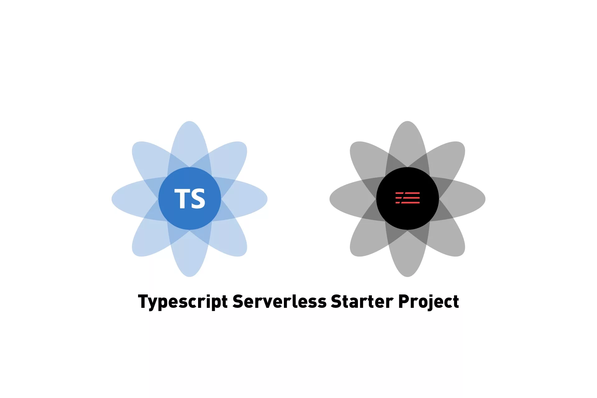 A flower that represents Typescript, next to one that represents Serverless. Below it sits the text "Typescript Serverless Starter Project".