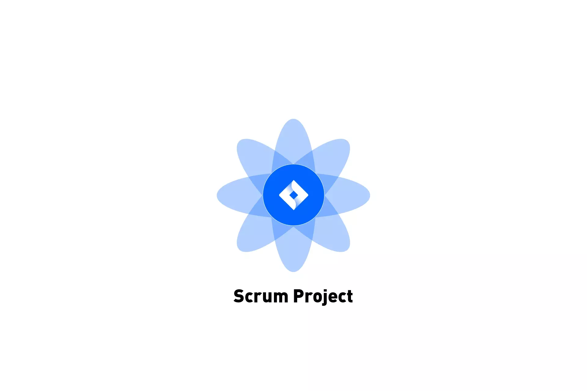 A flower that represents JIRA with the text "Scrum Project" beneath it.