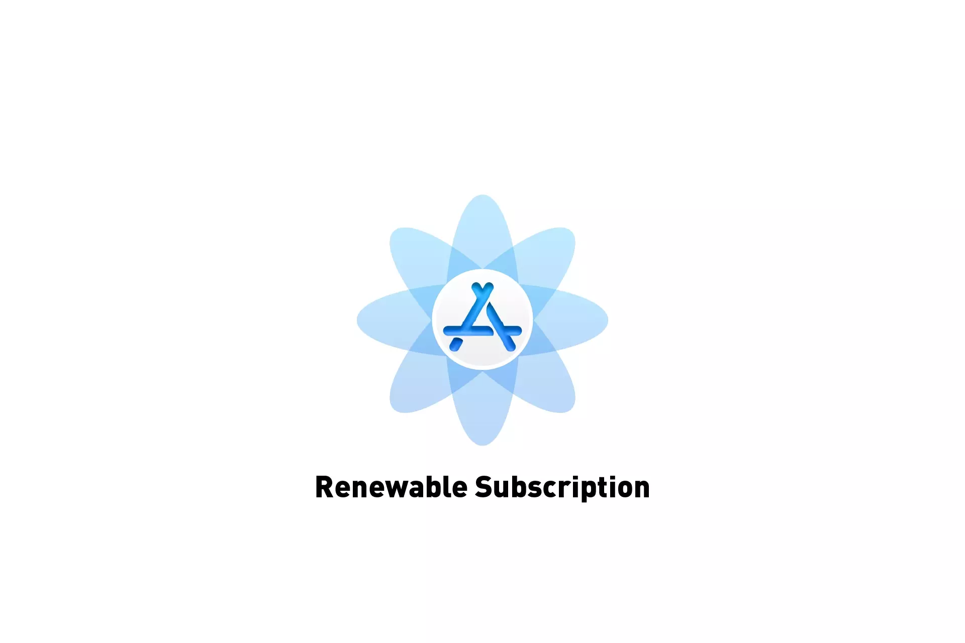 A flower that represents App Store Connect with the text "Renewable Subscription" beneath it.