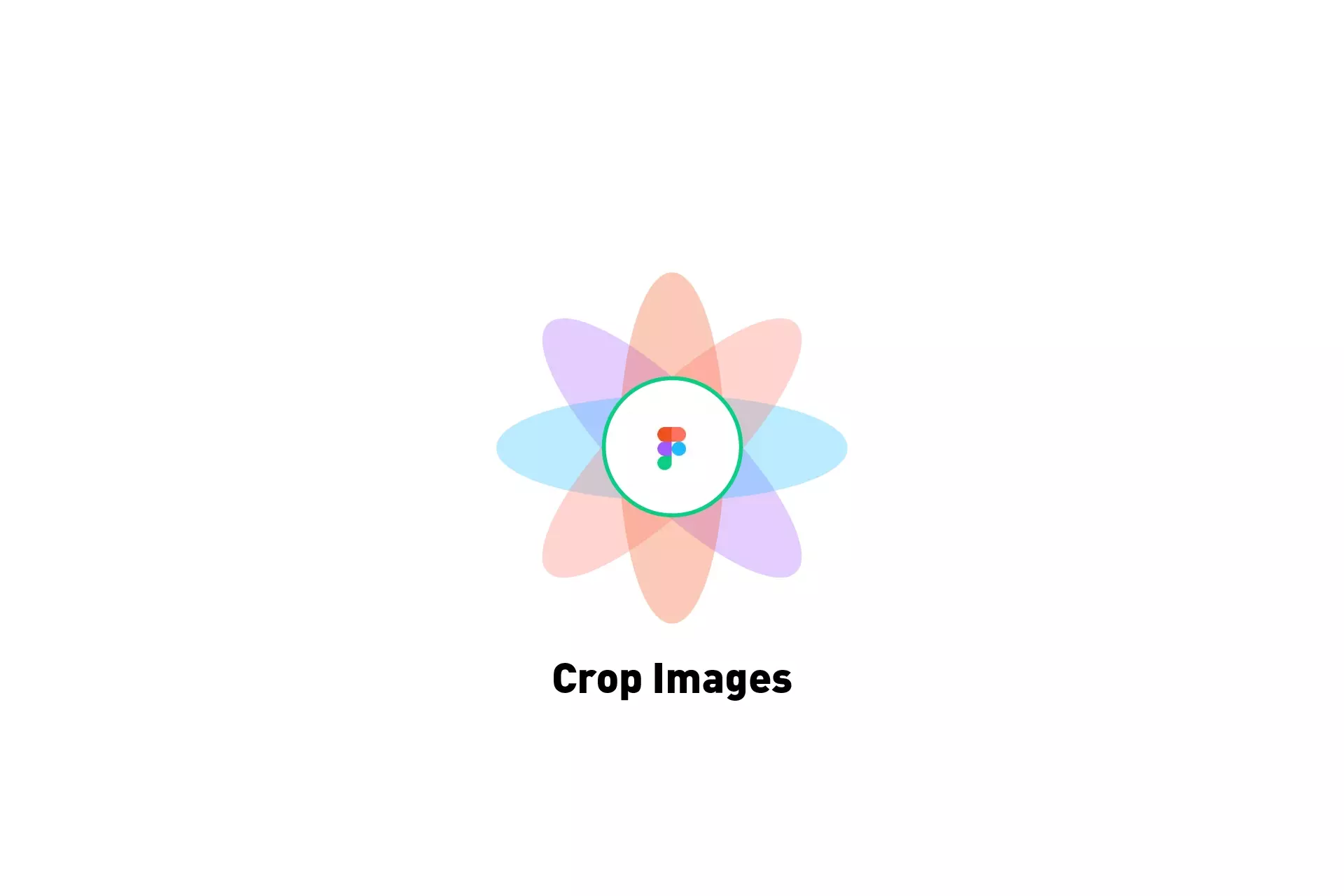 A flower that represents Figma with the text "Crop Images" beneath it.