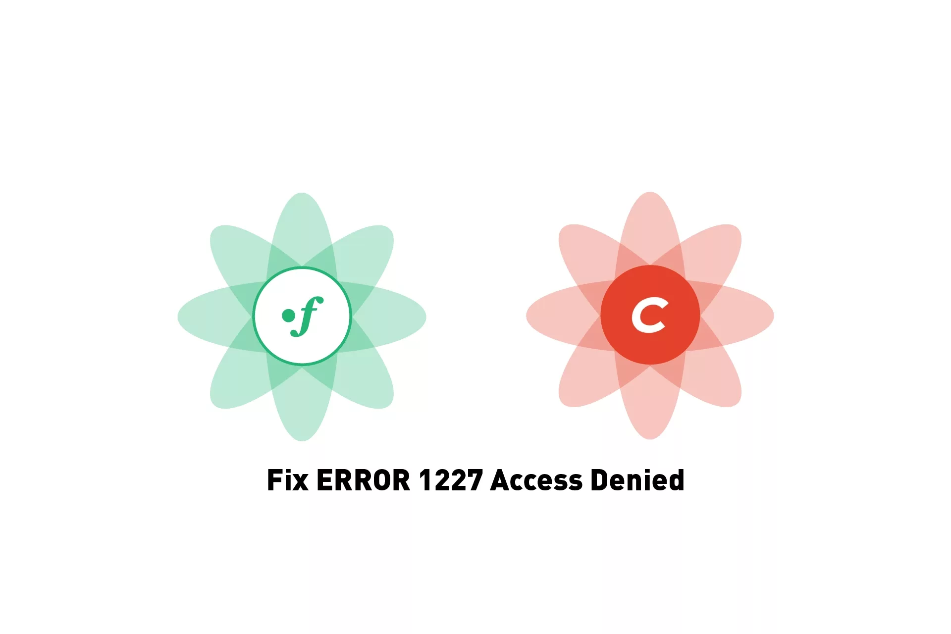A flower that represents Fortrabbit, next to one that represents Craft CMS. Beneath it its the text "Fix Error 1227 Access Denied".