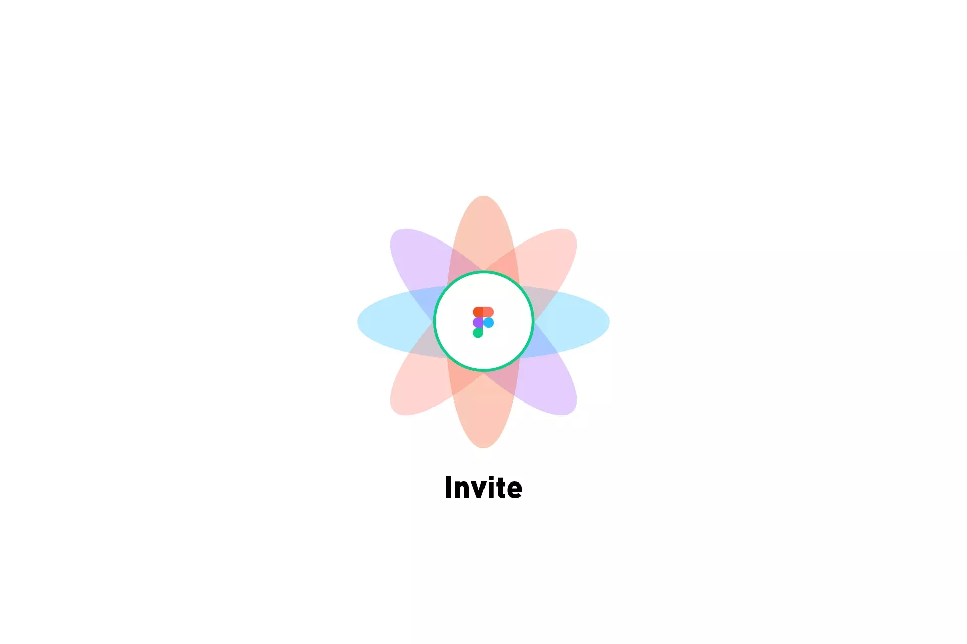 A flower that represents Figma with the text "Invite" beneath it.