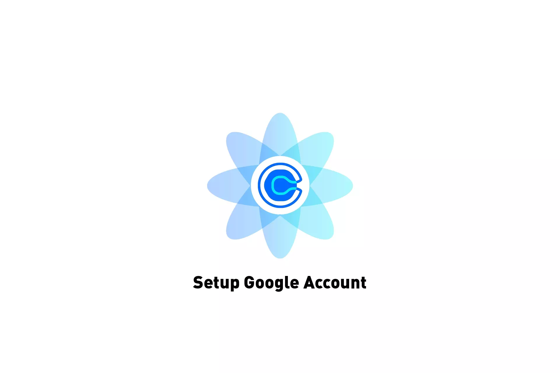 A flower that represents Calendly with the text "Setup Google Account" beneath it.