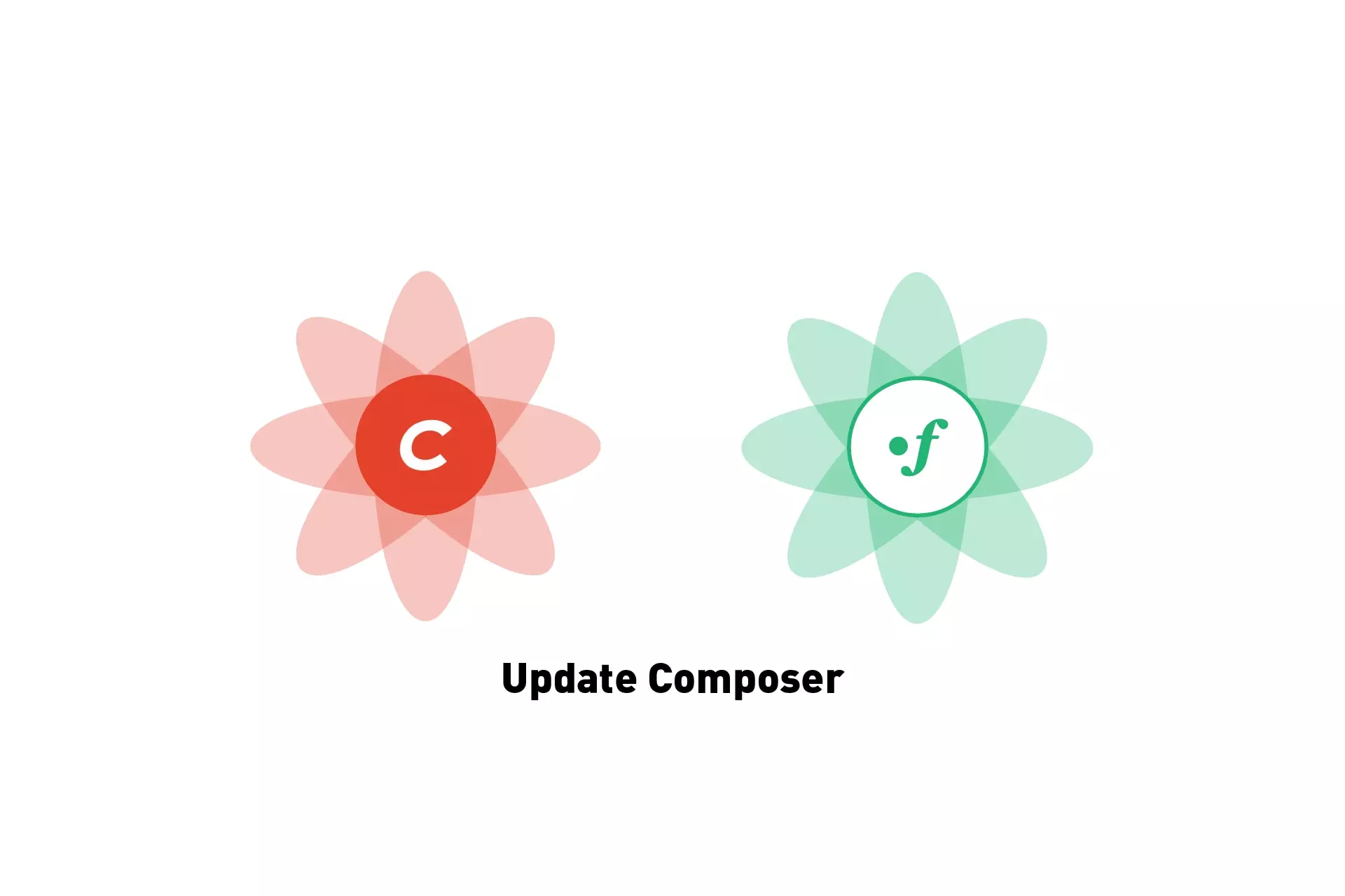 A flower that represents Craft CMS next to one that represents Fortrabbit. Beneath it sits the text "Update Composer."