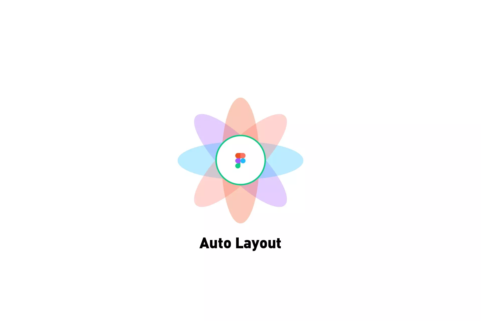 A flower that represents Figma with the text "Auto Layout" beneath it.