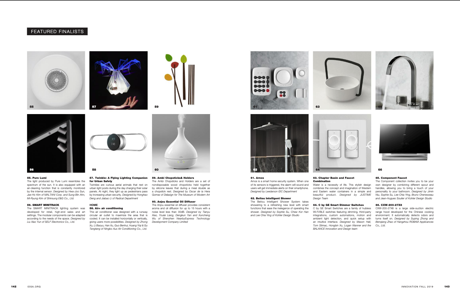 A picture of the Ambi Chopsticks and Holders featured in the Innovation Yearbook of Design Excellence (2018).
