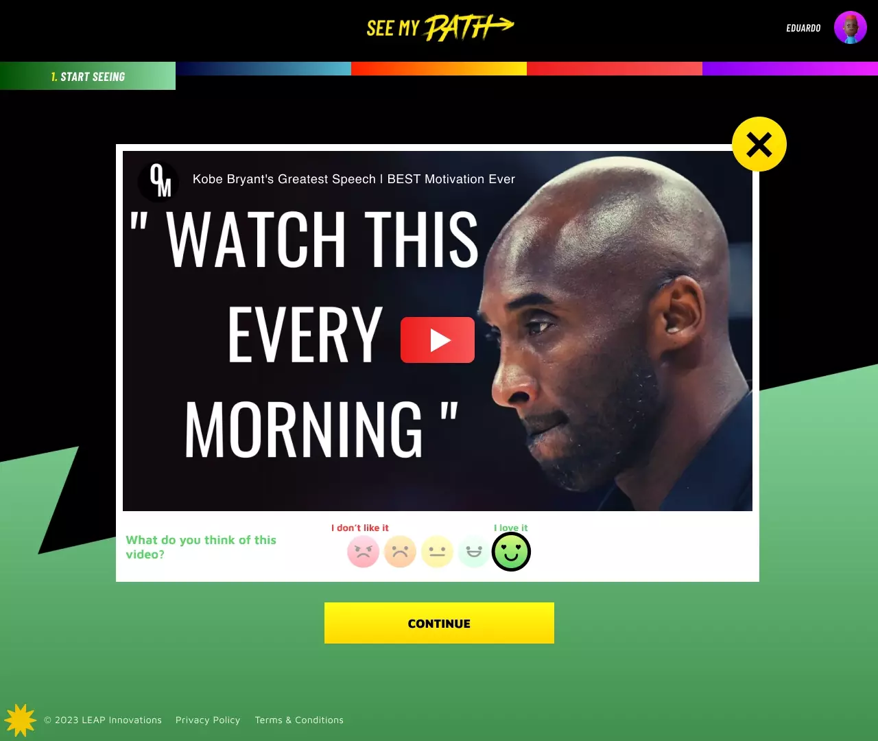 See My Path's introductory video featuring Kobe Bryants speech.