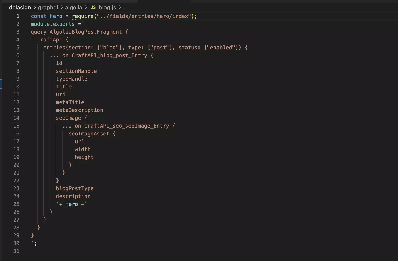 Sample GraphQL query.