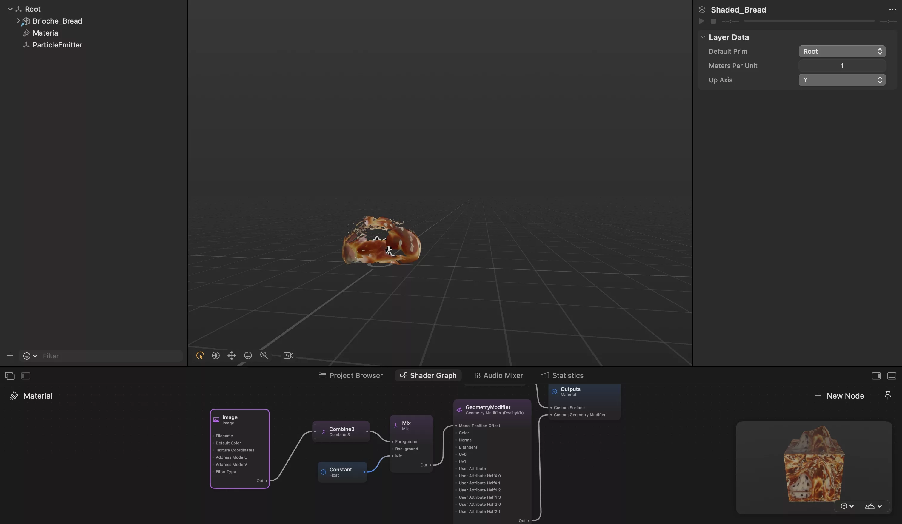 A screenshot of Reality Composer Pro showing the scene that we are working with.