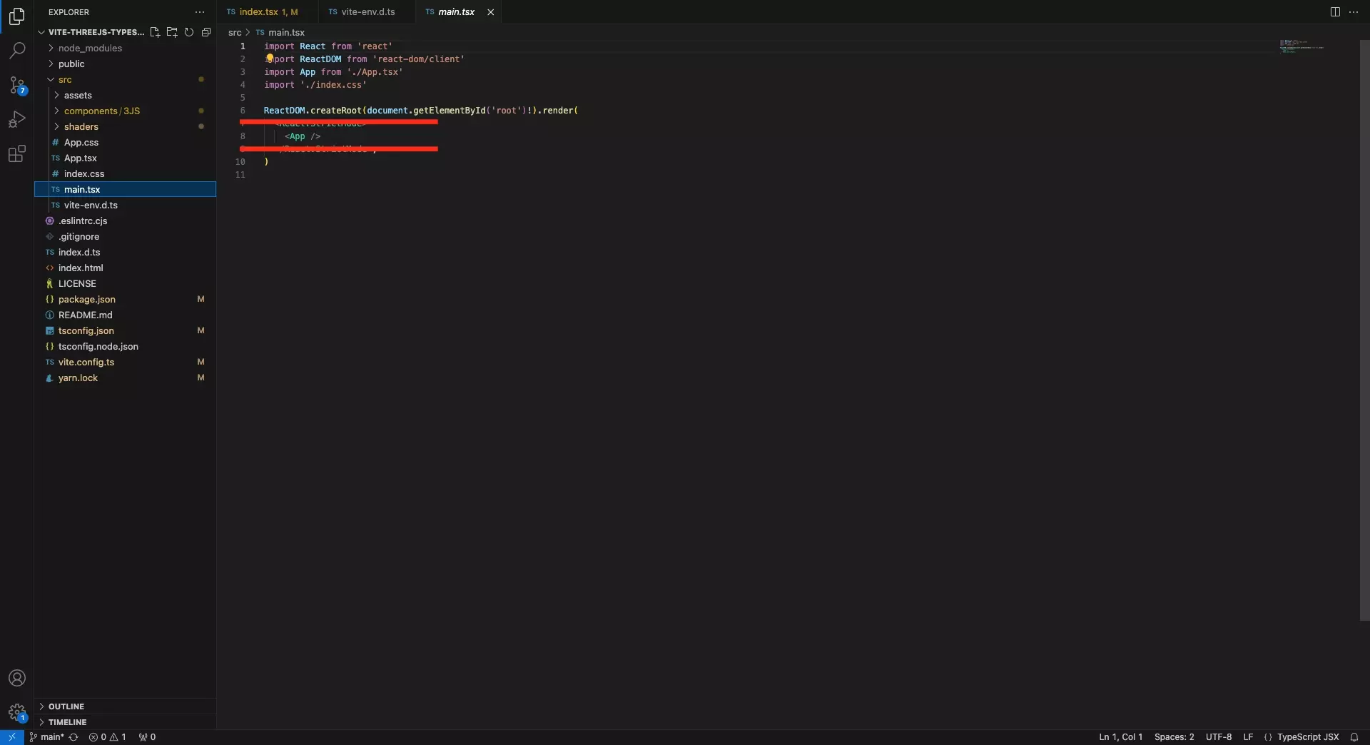 A screenshot of VSCode showing you how to remove the React Strict Mode.