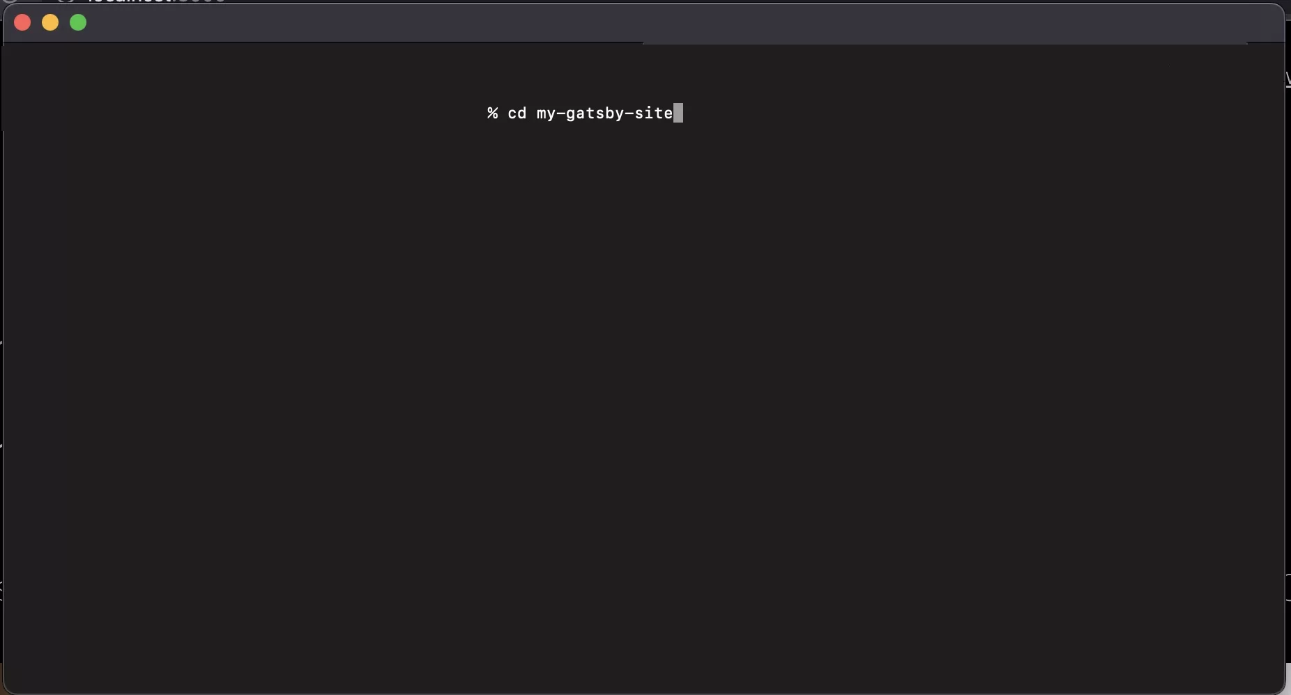 A screenshot of terminal showing you how to setup your current directory