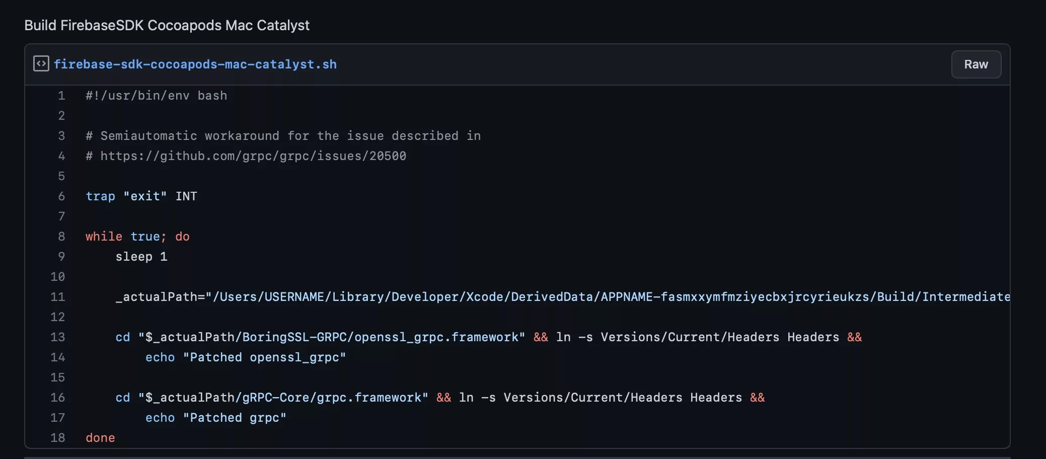 A screenshot of the shell script hosted on Github gists