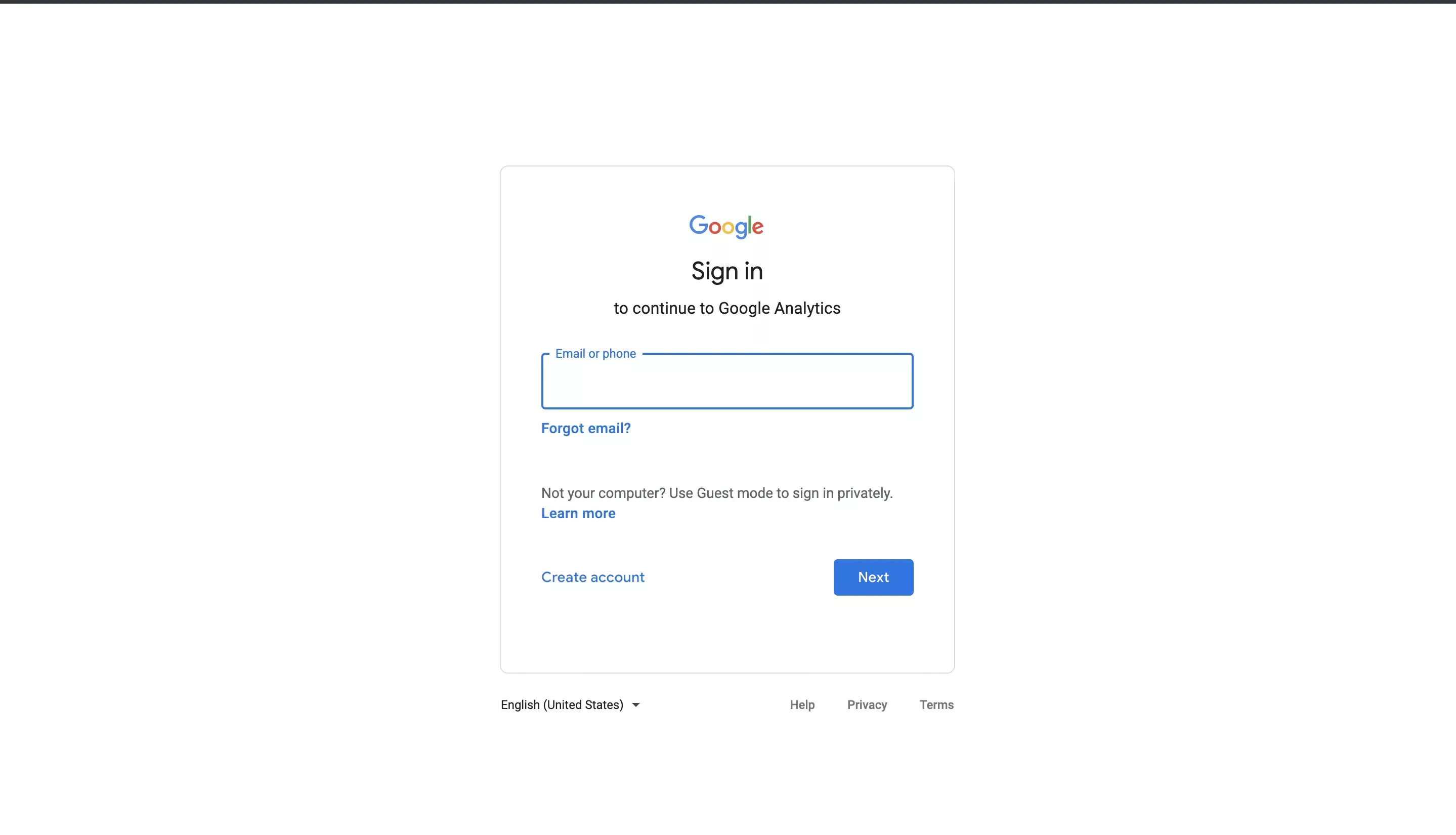 Sign into Google Analytics