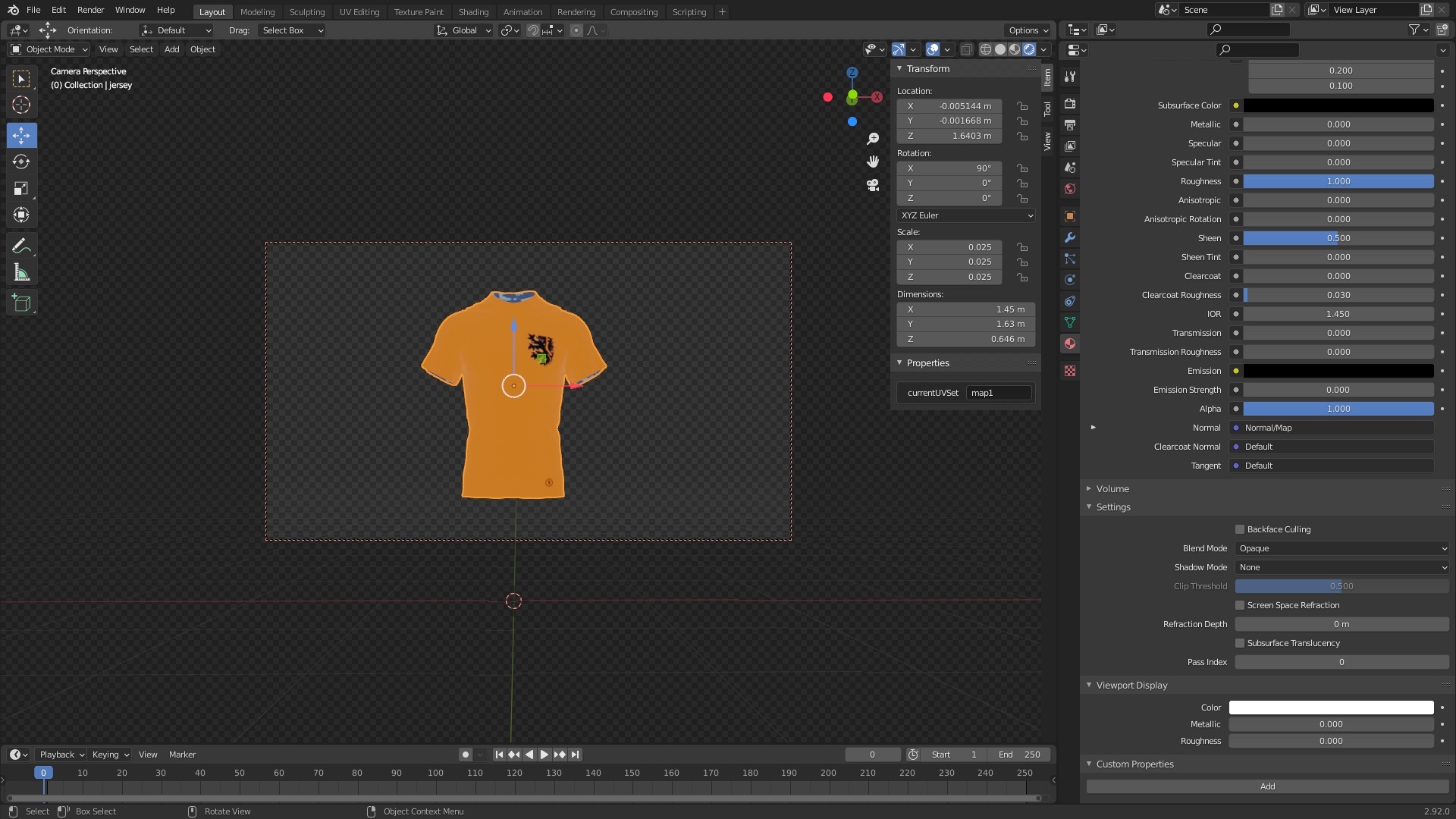 A 1970 Holland Replica in Blender with all other settings on the right.