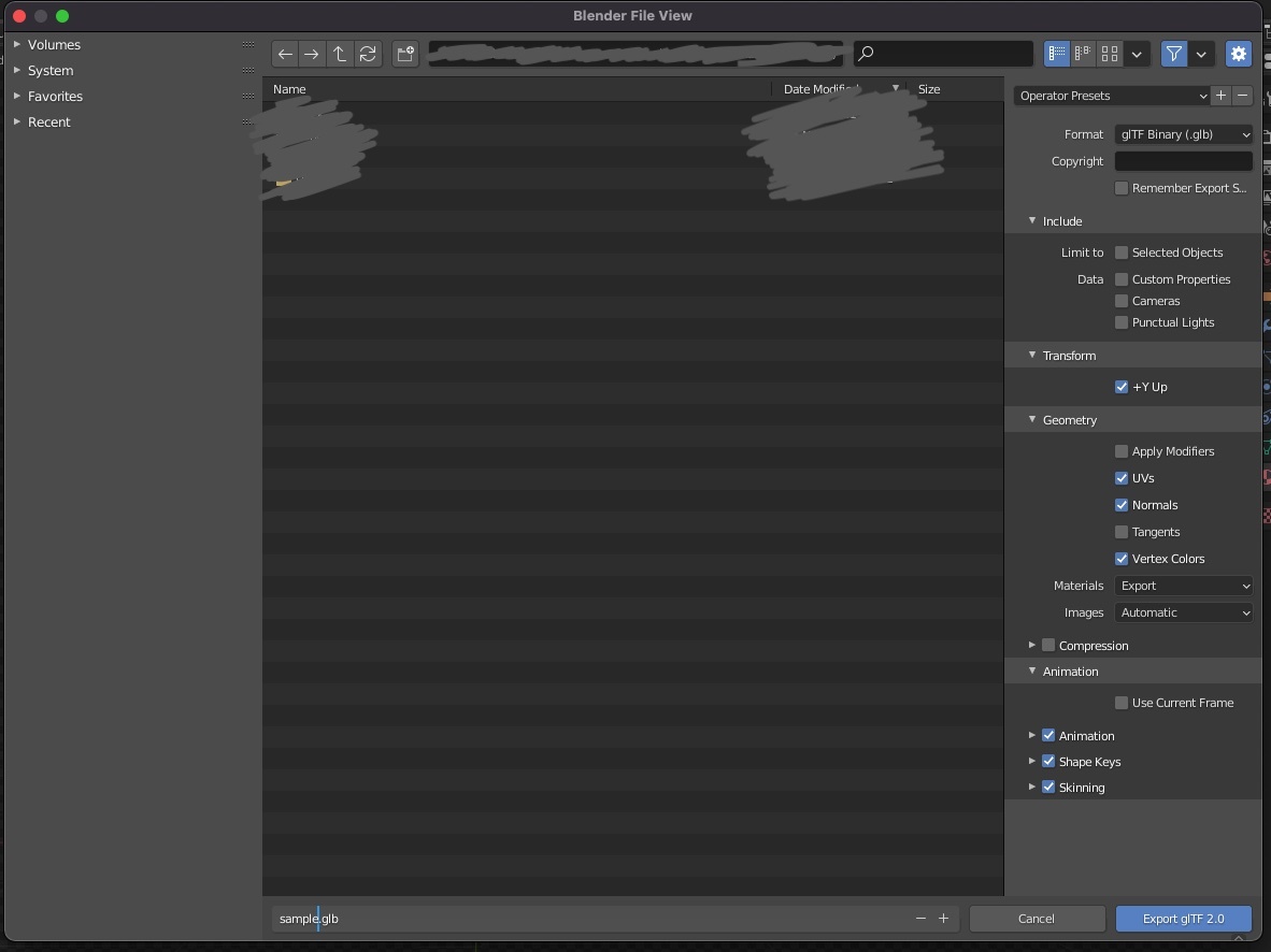 How to safe a file as a GLB on Blender.