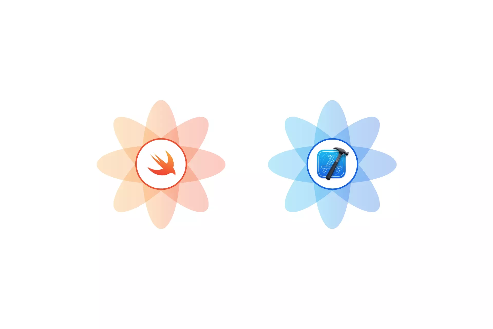 Two flowers that represent Swift and Xcode.