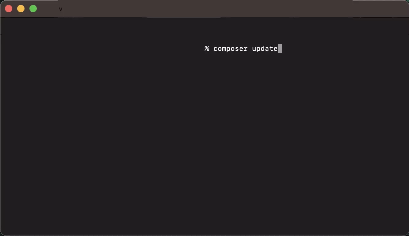 Terminal showing "composer update."