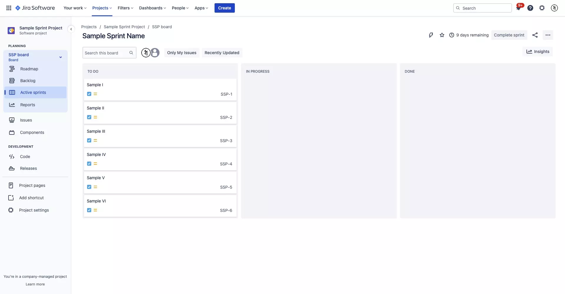 A screenshot of the Active Sprint of the JIRA project showing that the ticket was added to the sprint successfully.