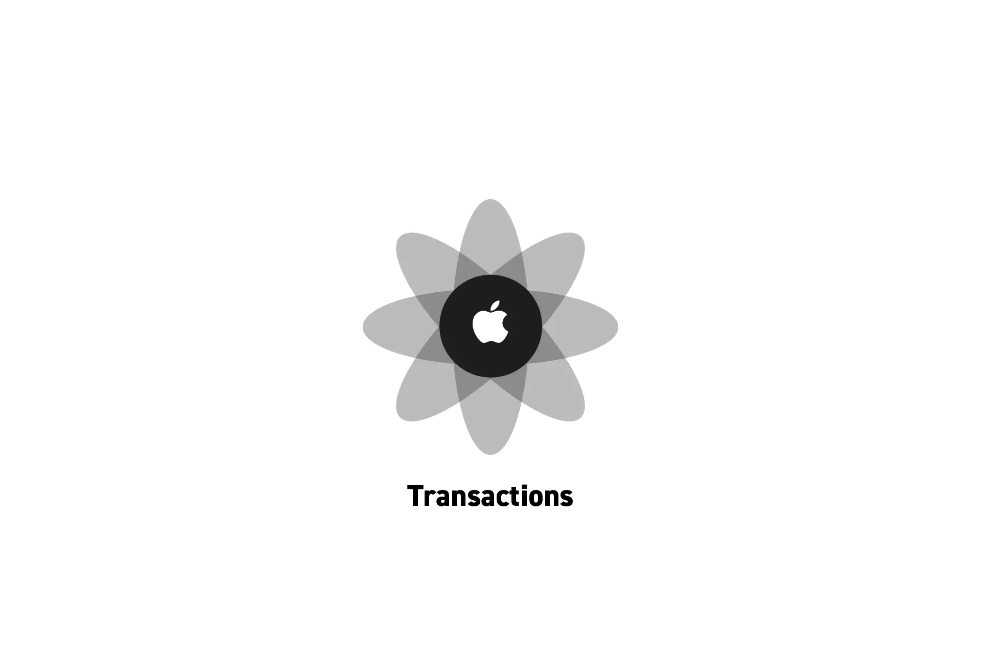 A flower that represents Apple with the text "Transactions" beneath it.