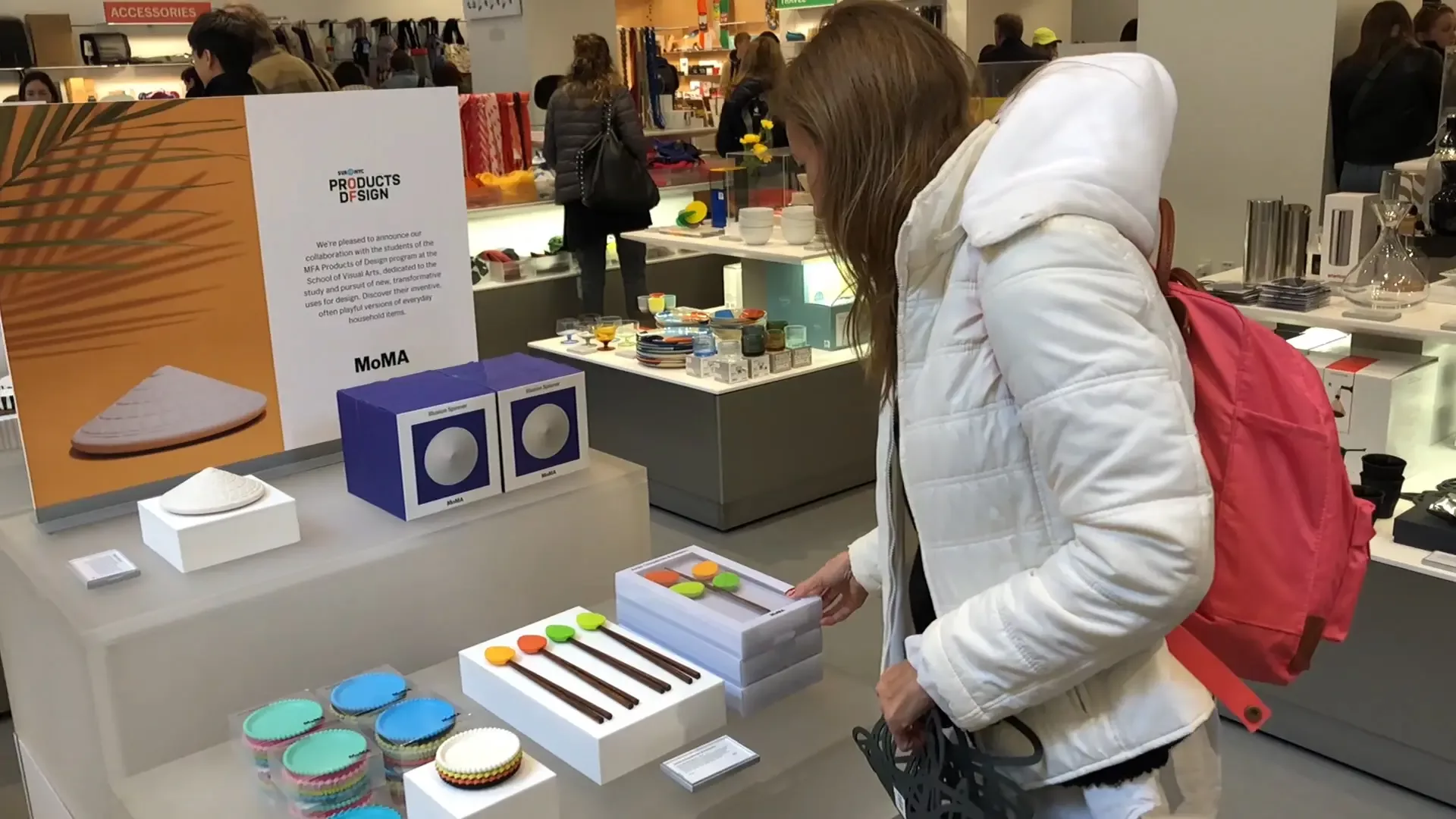 A customer picking up the Ambi Chopsticks and Holders at the MoMA Design Store in Midtown Manhattan.