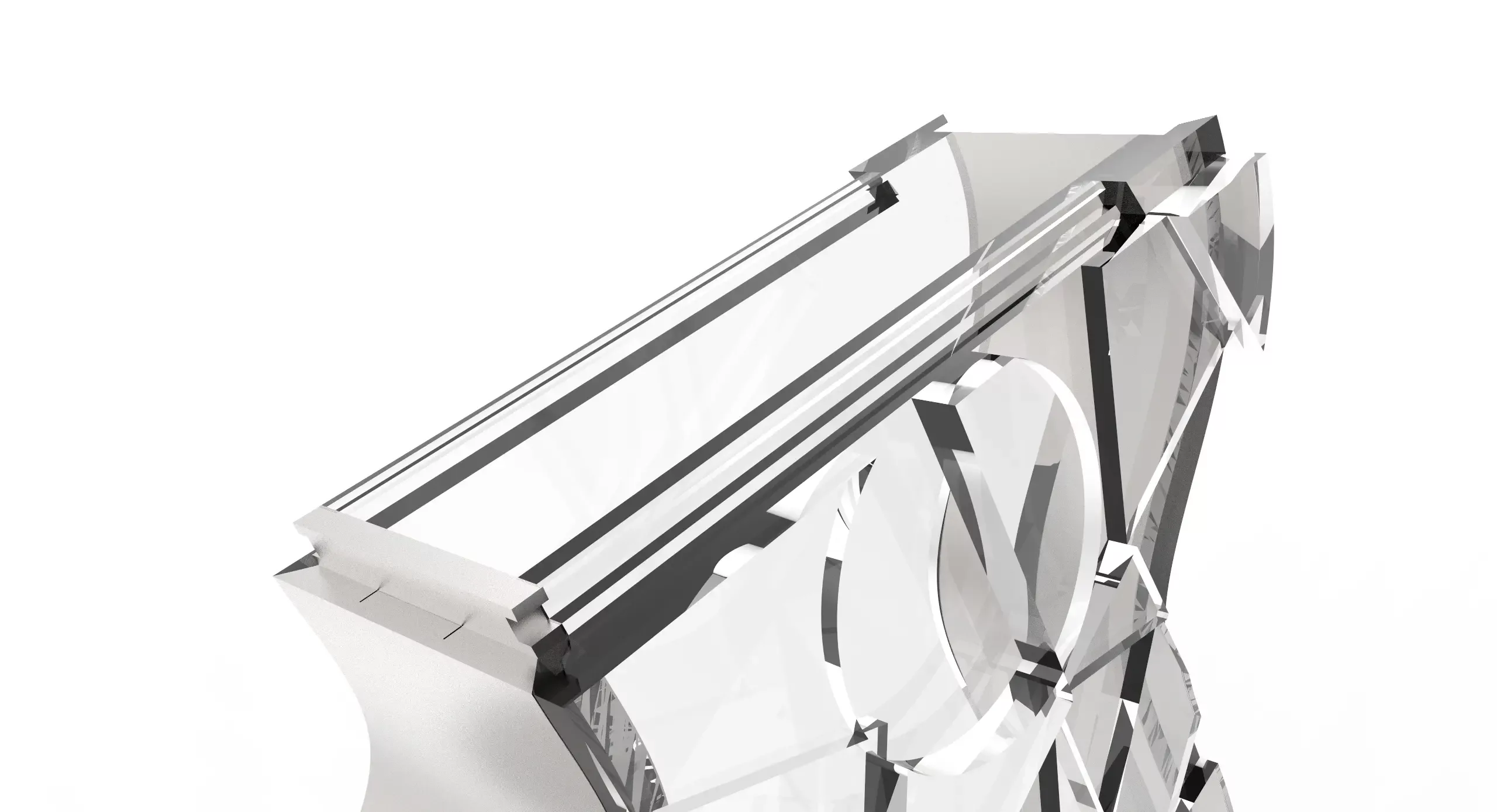 A closeup of the rails in Cubi that allow for the magnetic lock.