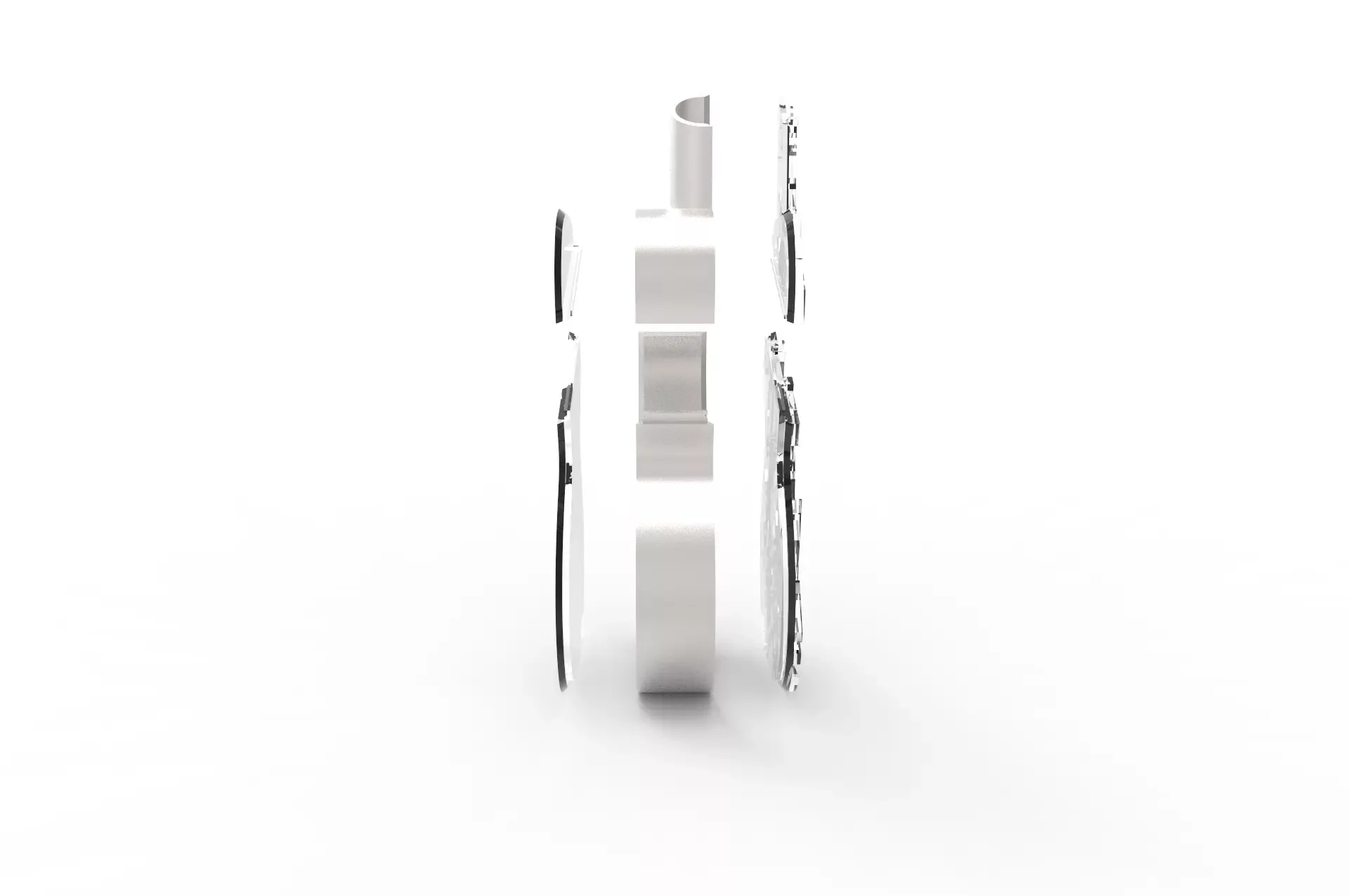 An render of an exploded view of Cubi demonstrating the pieces that work together to produce the artifact.