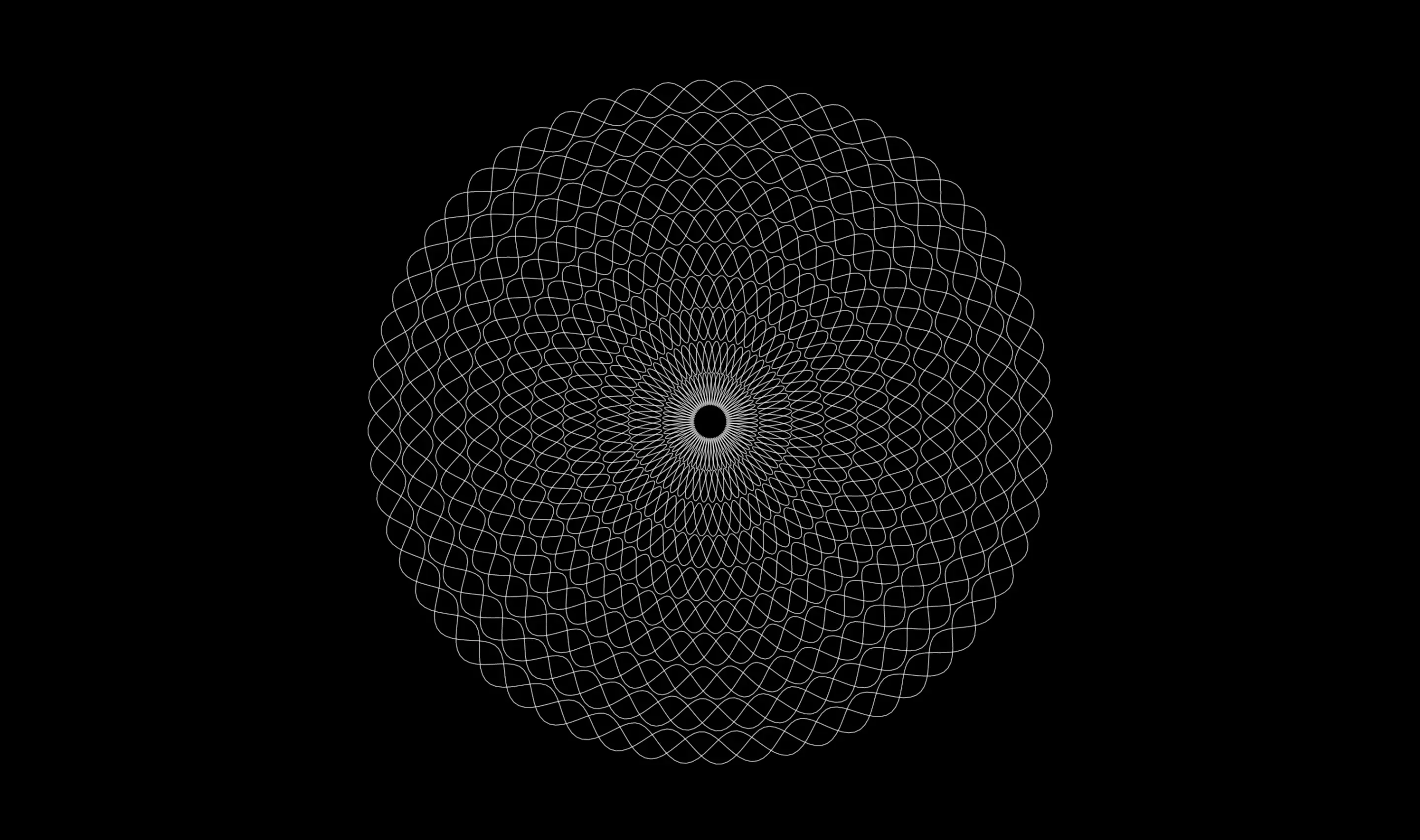 A computer generated graphic created from sinusoidal lines that combine to illustrate a flower.
