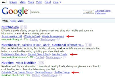 Google's Sample Visual for One Line Sitelinks