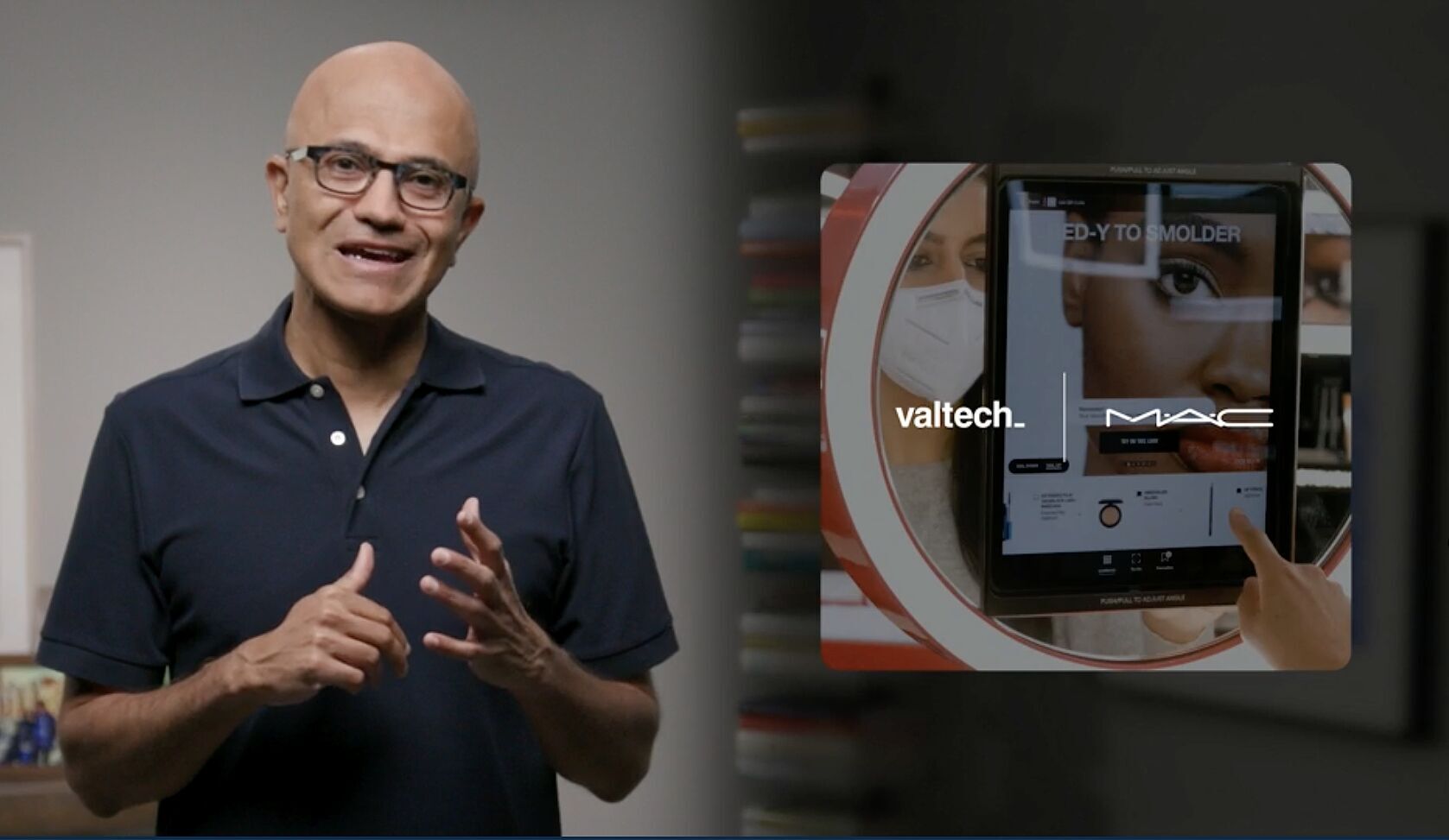 Satya Nadella discussing the M·A·C Innovation Lab during the Microsoft INSPIRE 2021 Opening Keynote.